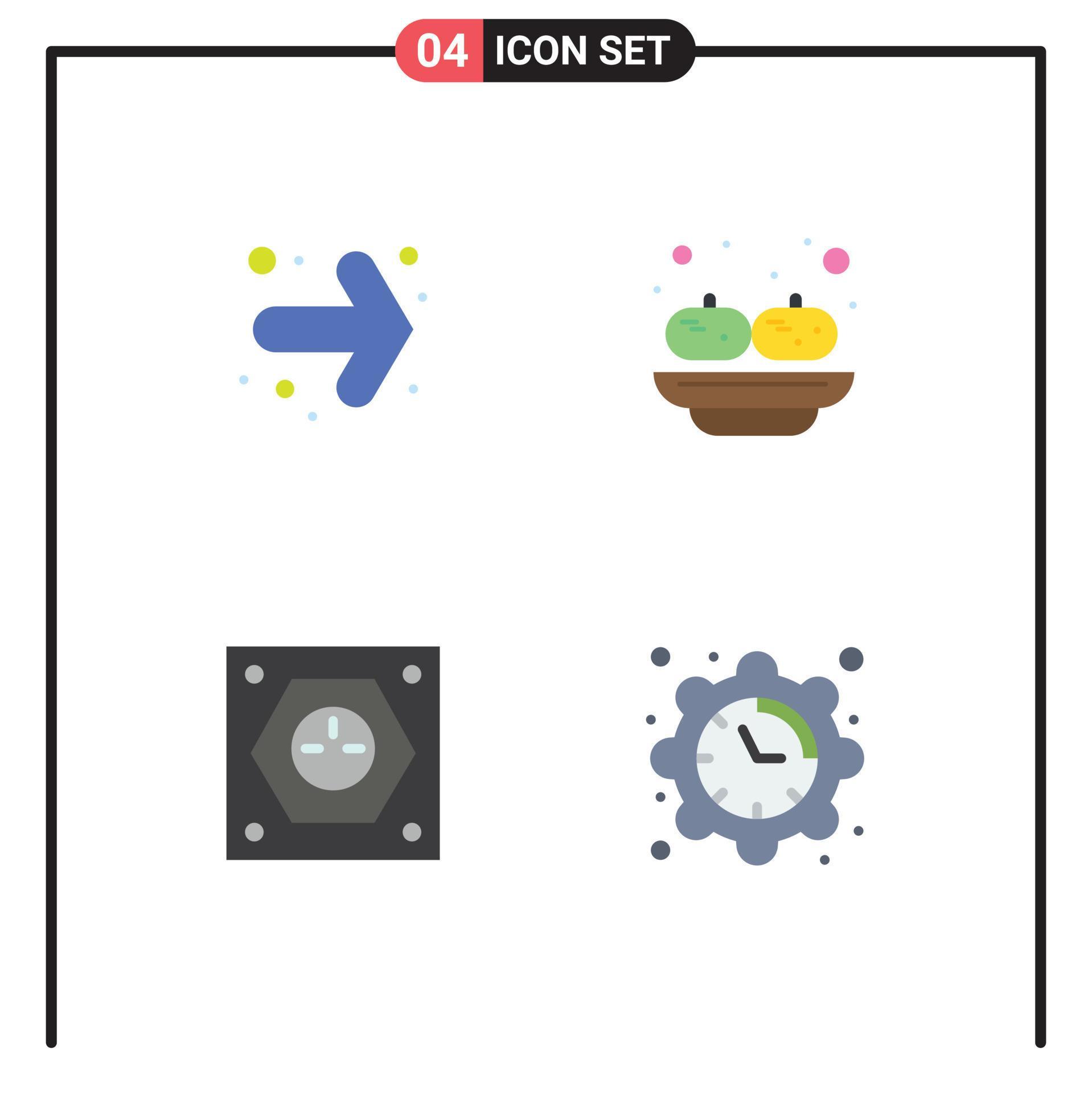 Group of 4 Flat Icons Signs and Symbols for arrow plug food sandesh socket Editable Vector Design Elements Stock Free