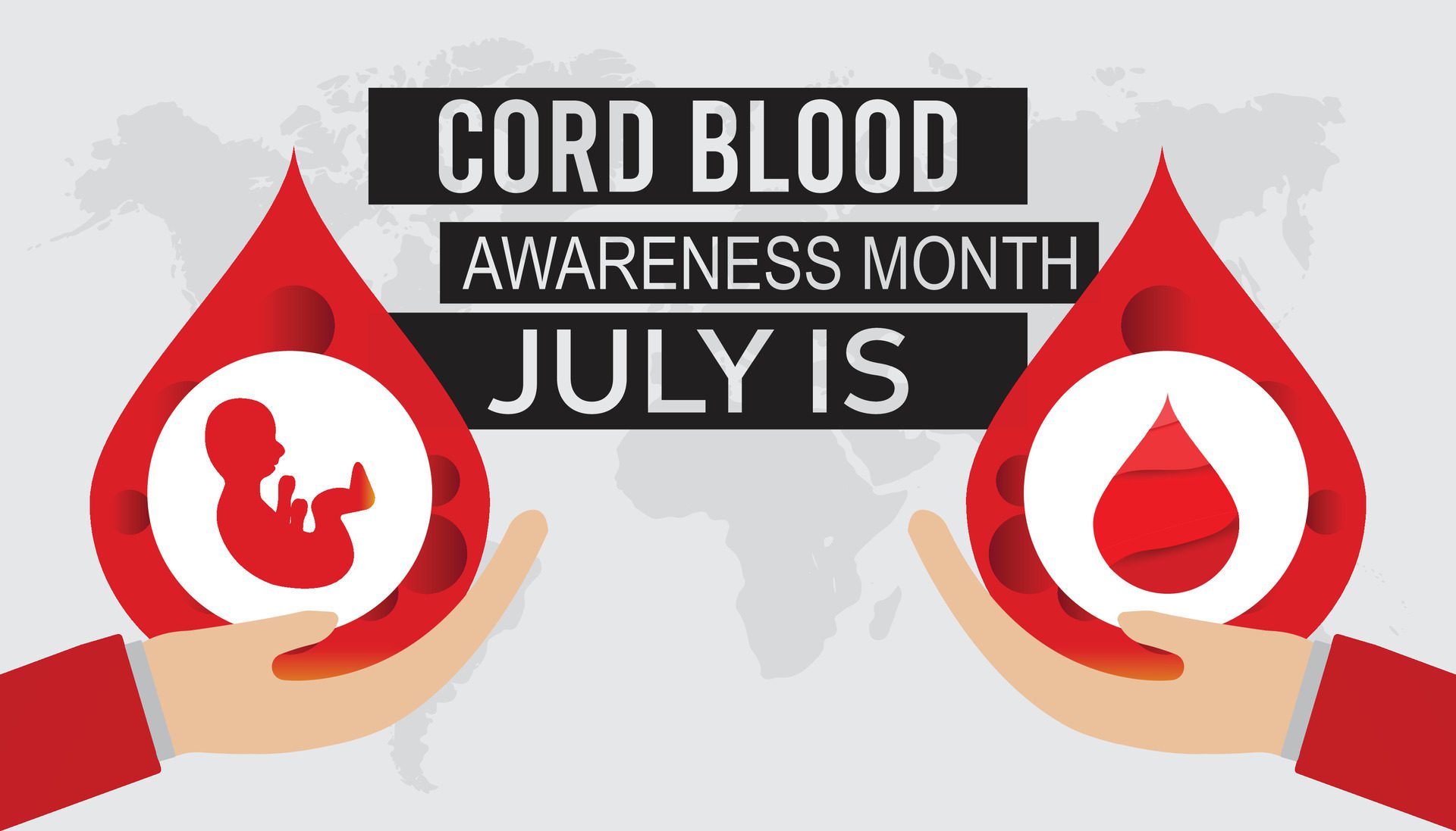 cord blood awareness month observed every year in July. Template for background, banner, card, poster with text inscription. Free Vector