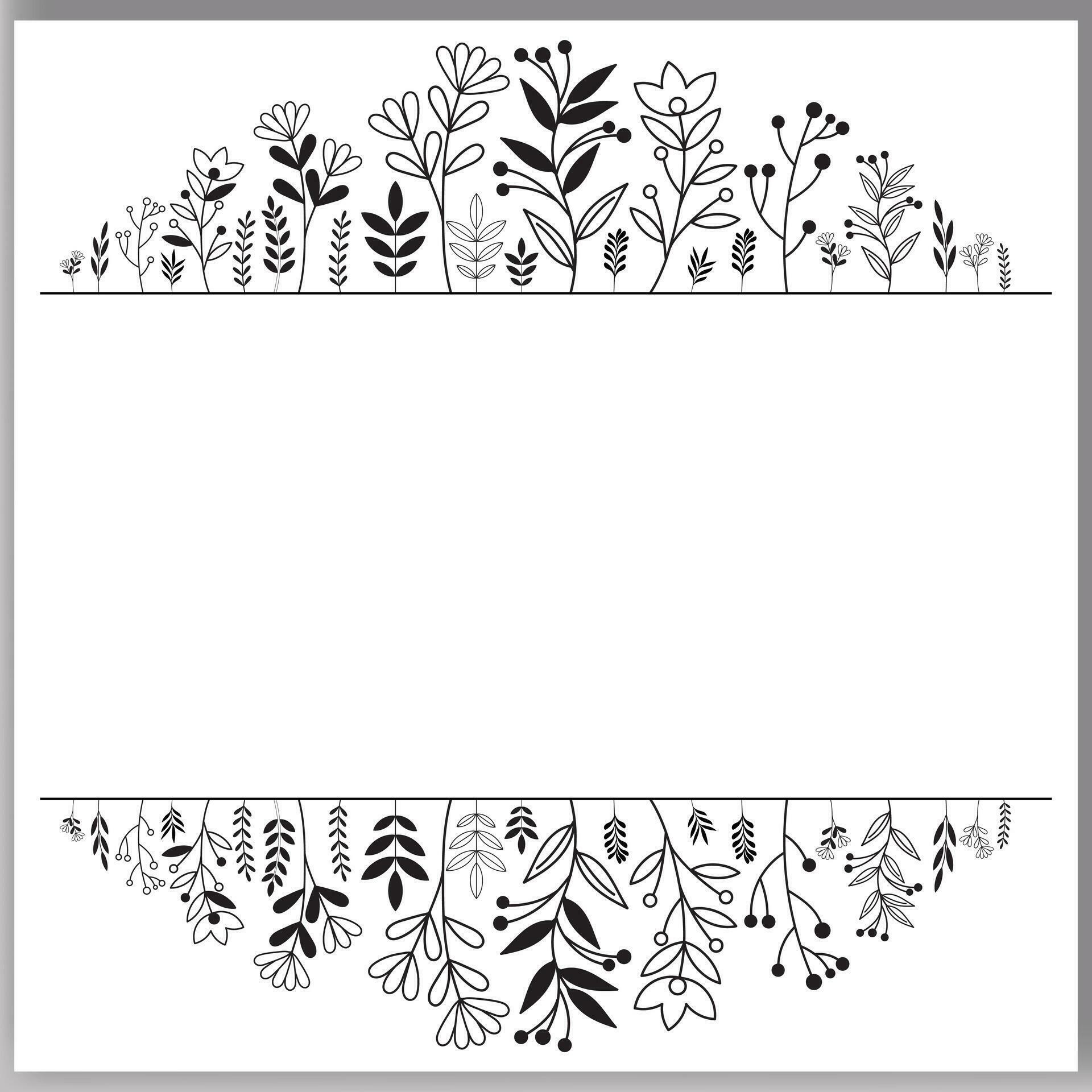 Floral hand-drawn frame Outlined doodle flowers and leaves frame for your text vector Stock Free