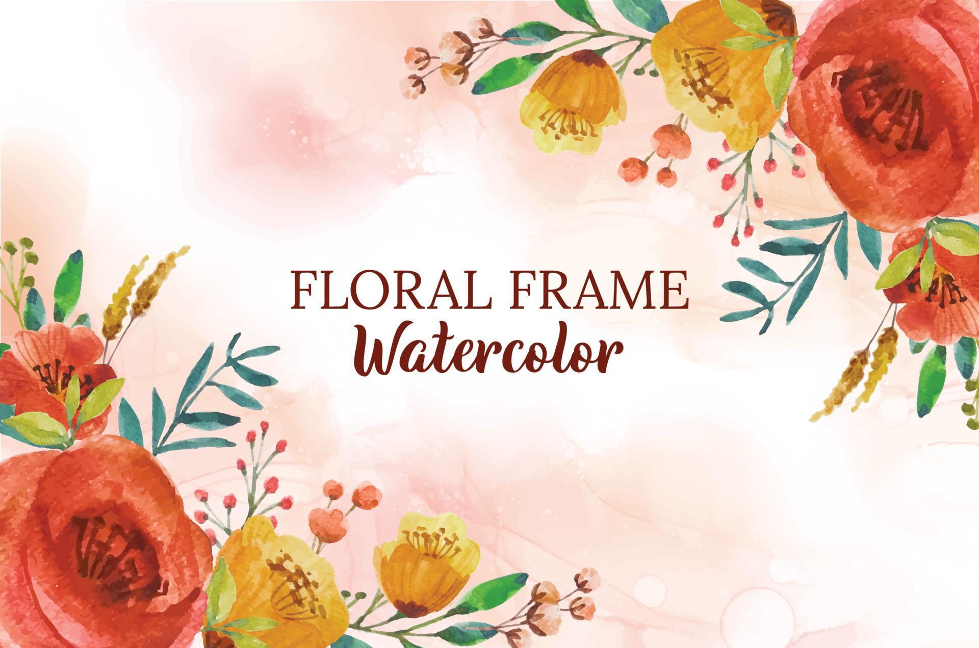 watercolor flower frame background Stock Free