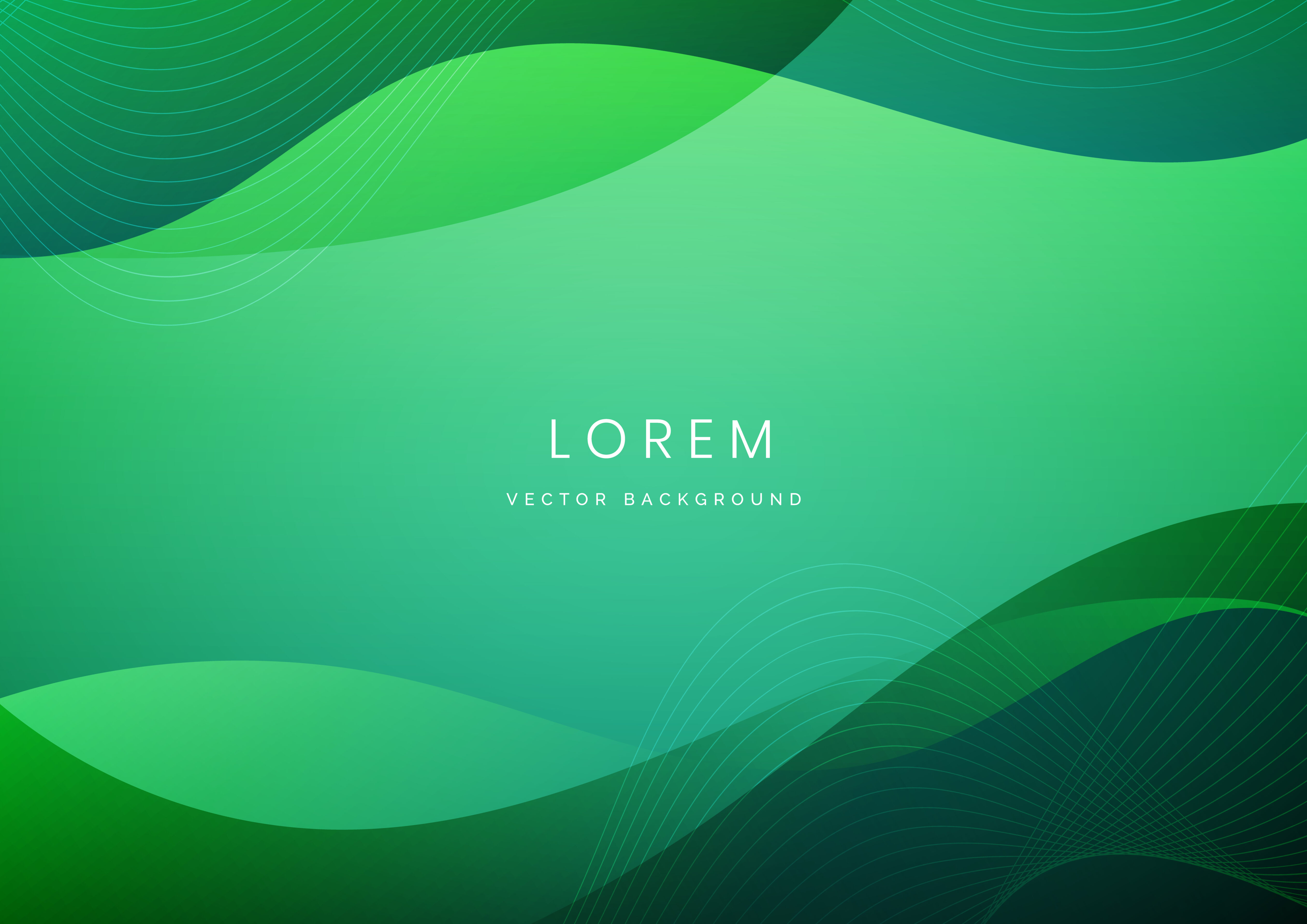 Abstract green curved and wave lines background. Free Vector