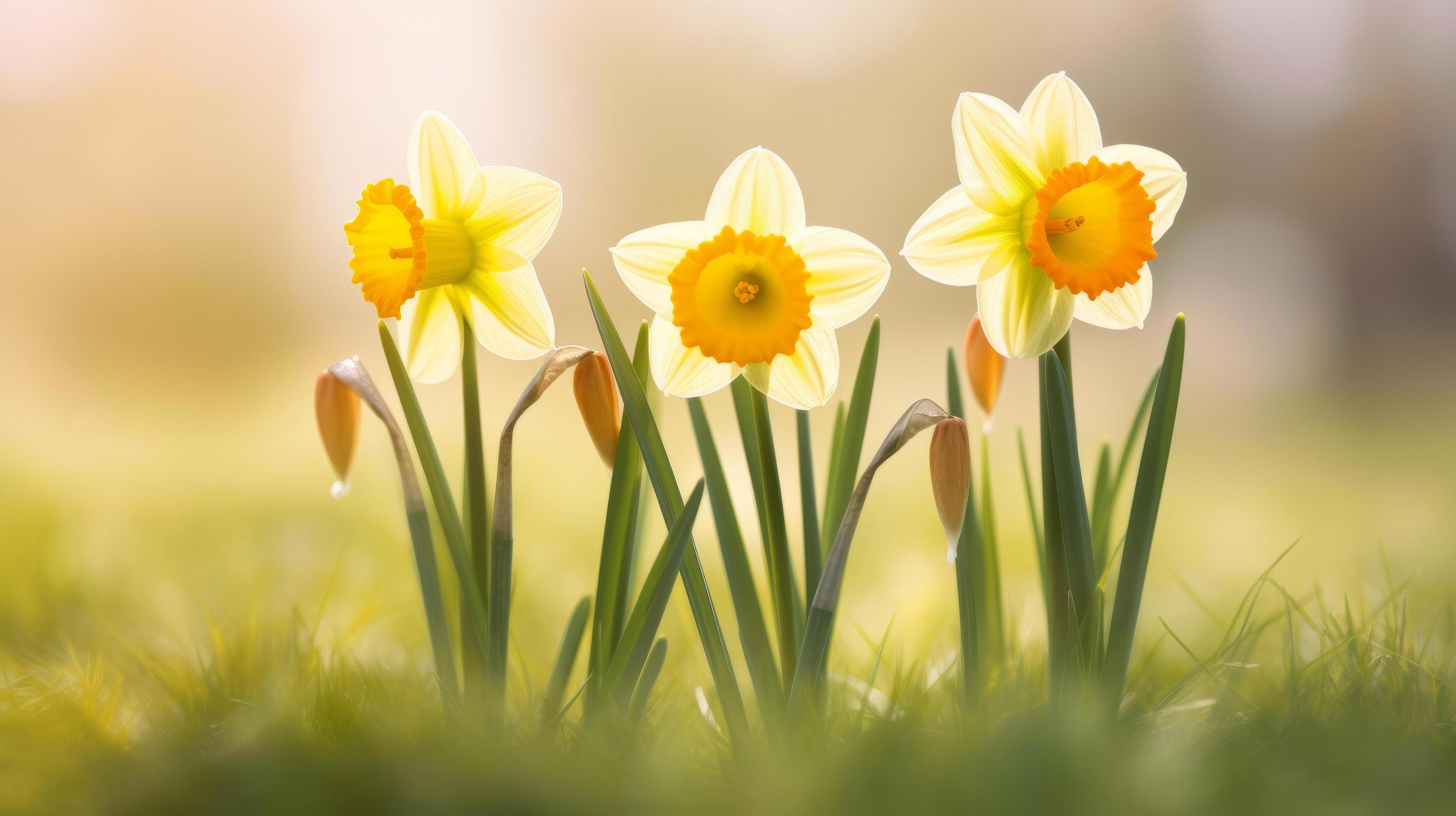 Daffodils flower background. Illustration Stock Free