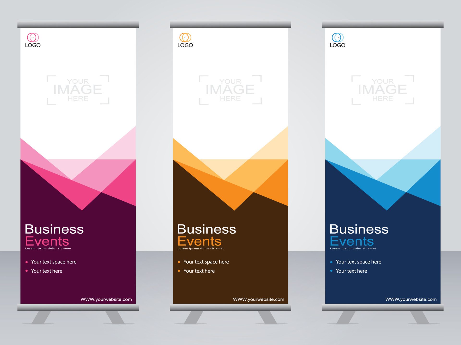 Business banner roll up set standee banner template. Free Vector