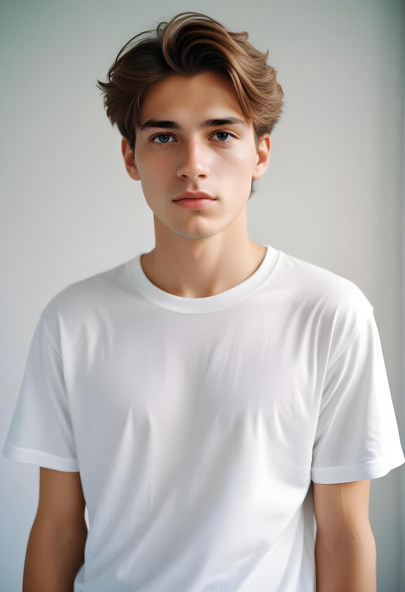 Portrait of a handsome young man in white t-shirt Stock Free