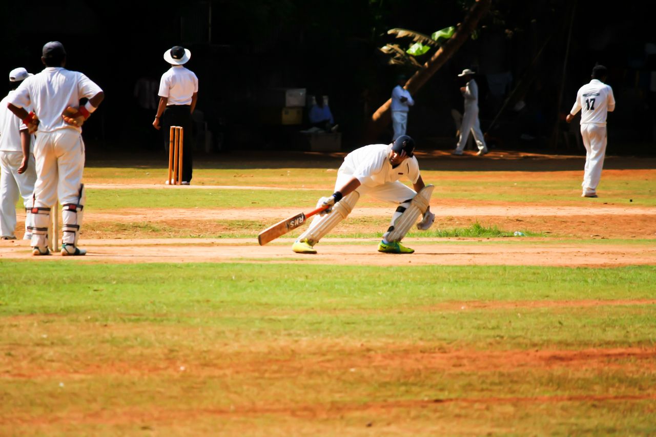 Taking A Run Batsman Stock Free