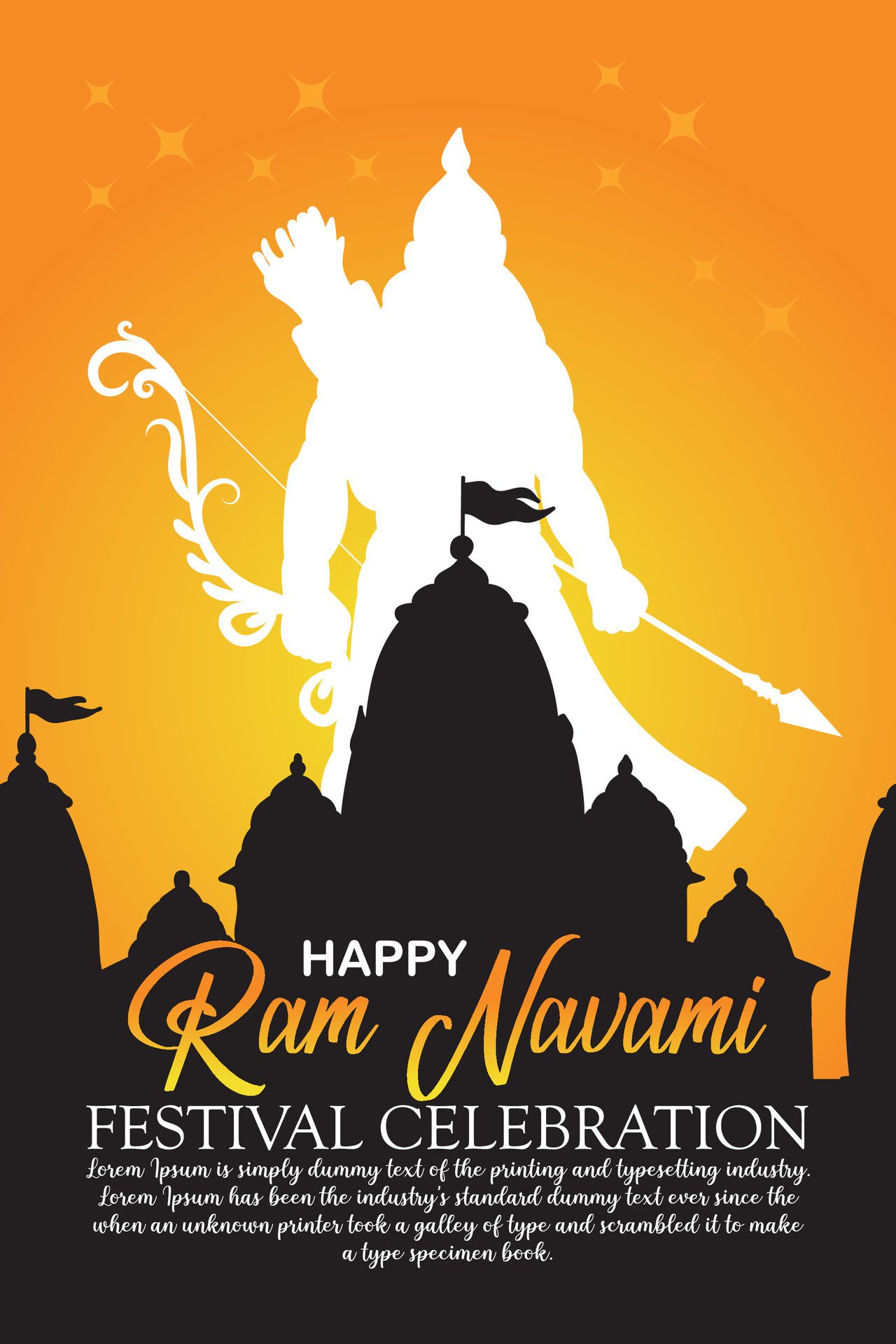 Happy Ram Navami cultural Banner Hindu festival vertical post wishes celebration card Ram Navami celebration background Free Vector