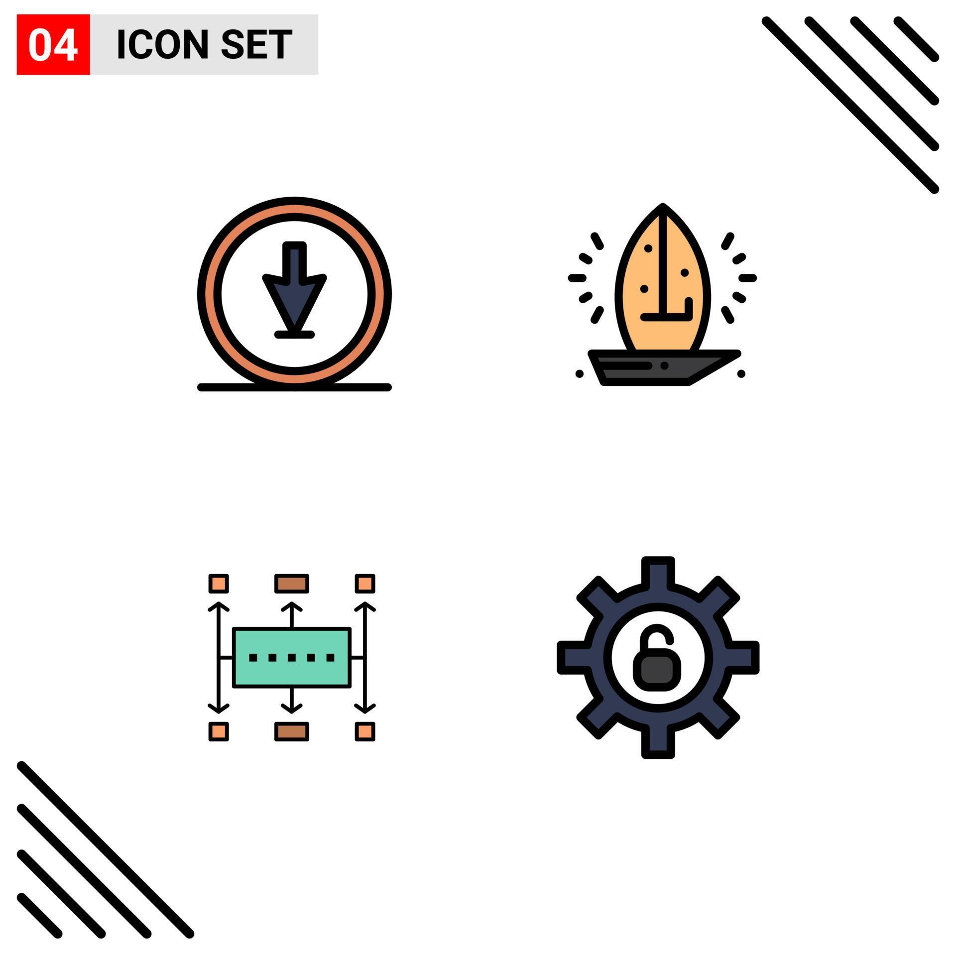 
									Pictogram Set of 4 Simple Filledline Flat Colors of arrow sea navigation nautical workflow planning Editable Vector Design Elements Stock Free