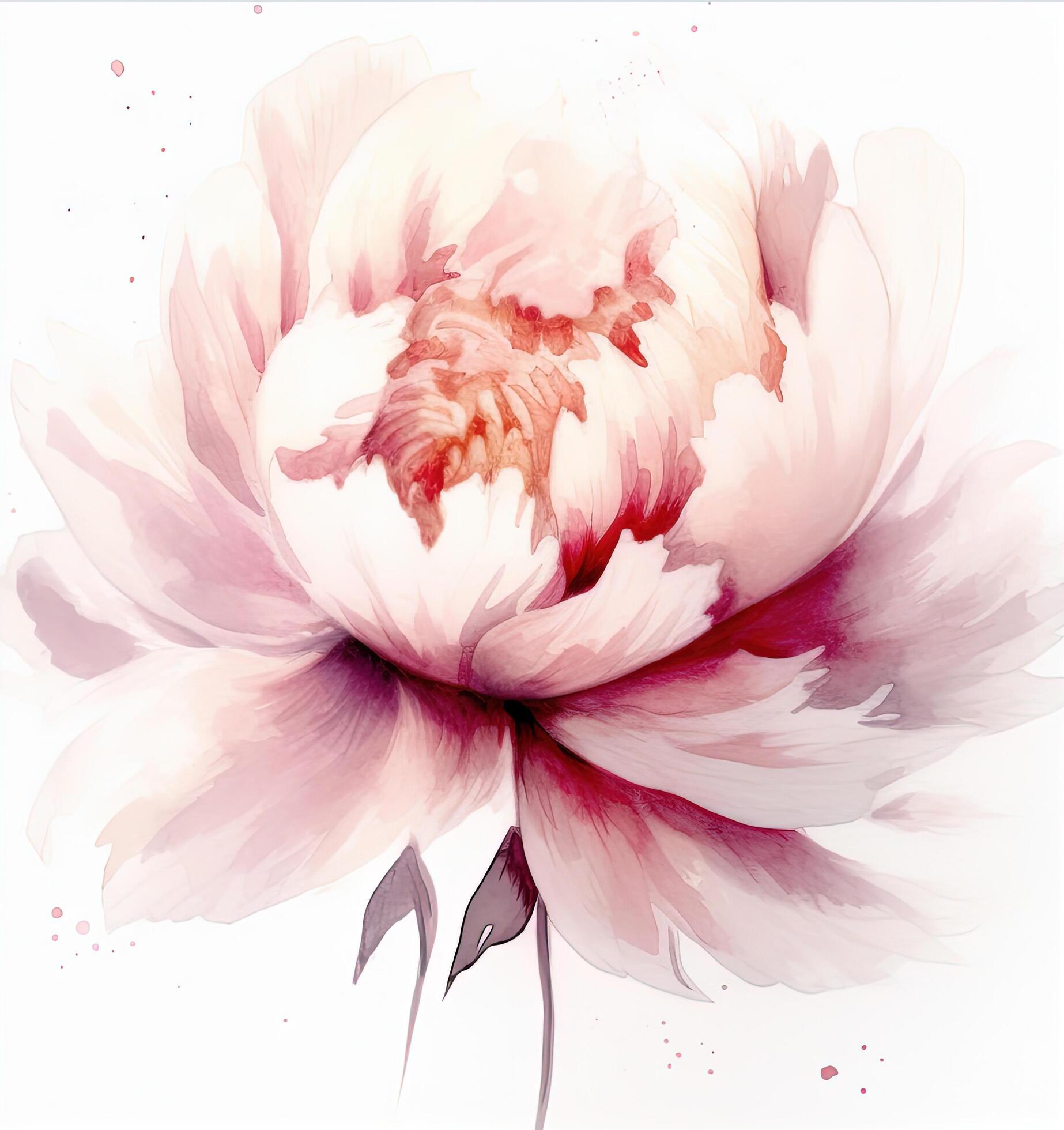 Watercolor beautiful peony flower. Illustration Stock Free