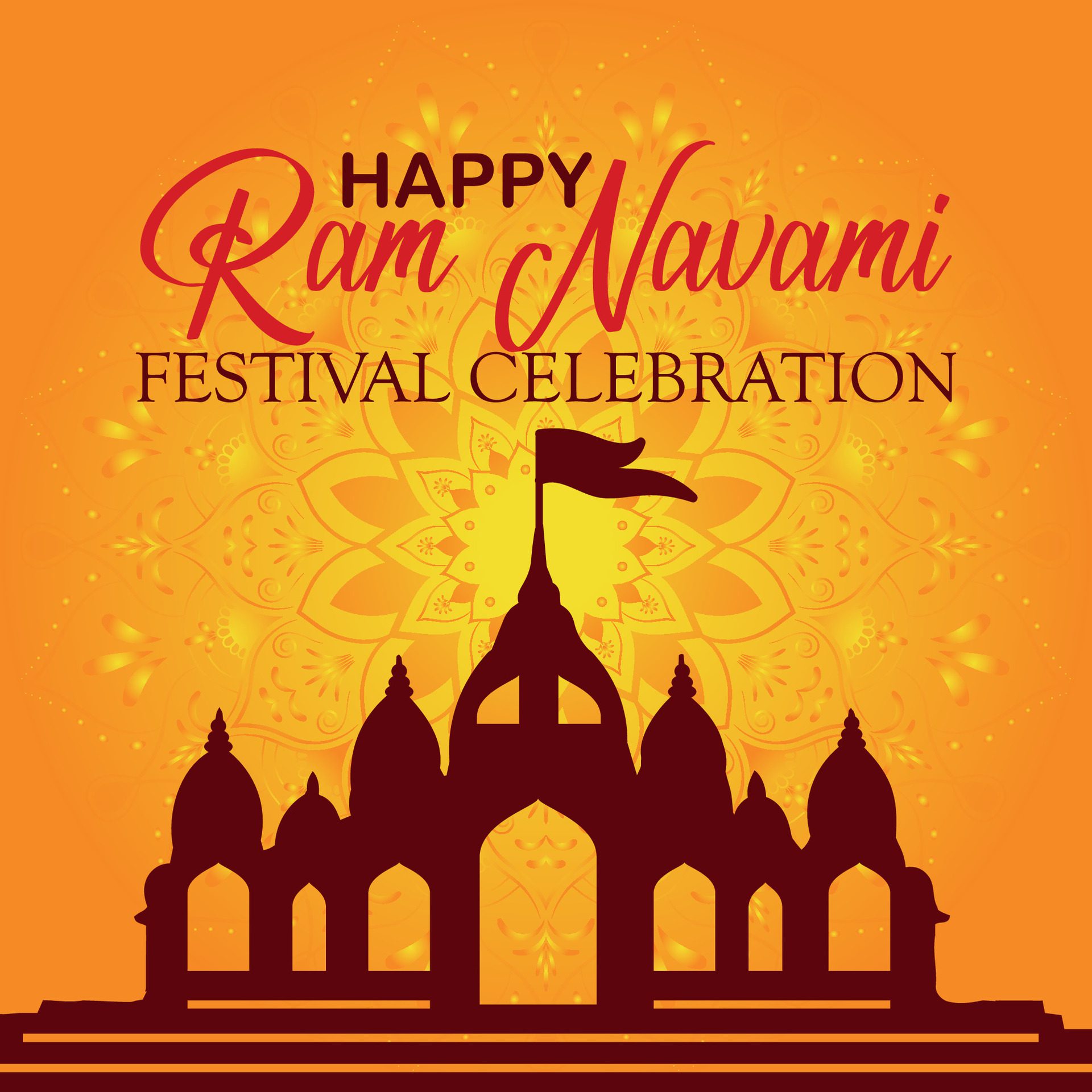 Happy Ram Navami cultural Banner Hindu festival vertical post wishes celebration card Ram Navami celebration background Free Vector