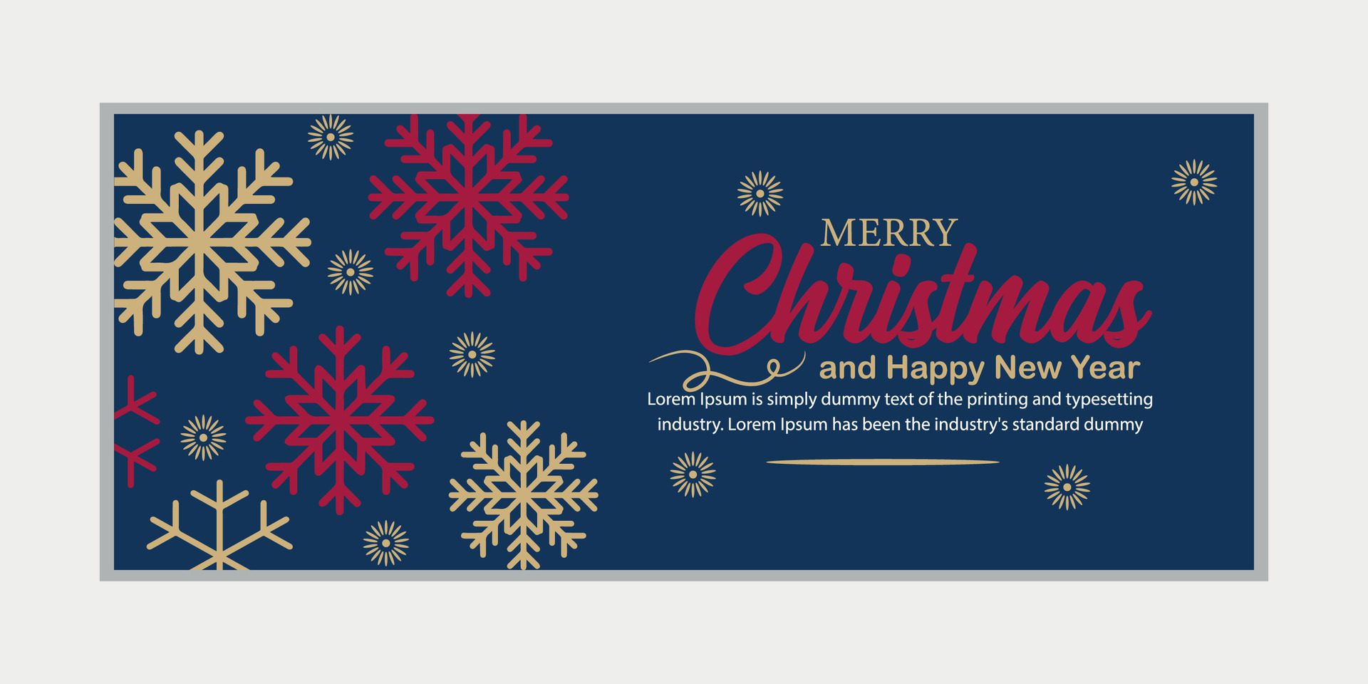 merry christmas banner set and happy new year banner, social media cover and web banner,Merry Christmas design for greeting card, Free Vector