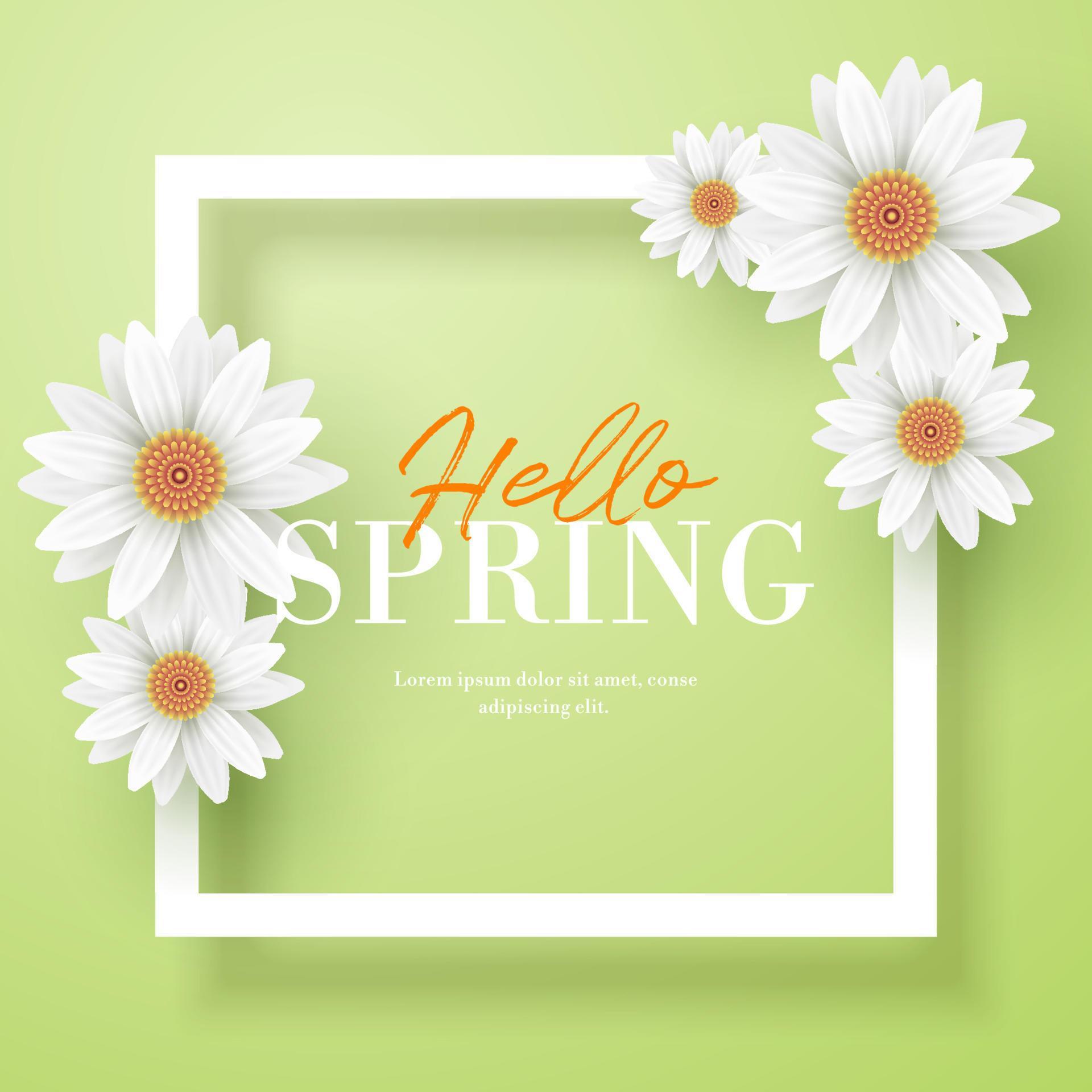 hello spring flower frame vector template Stock Free