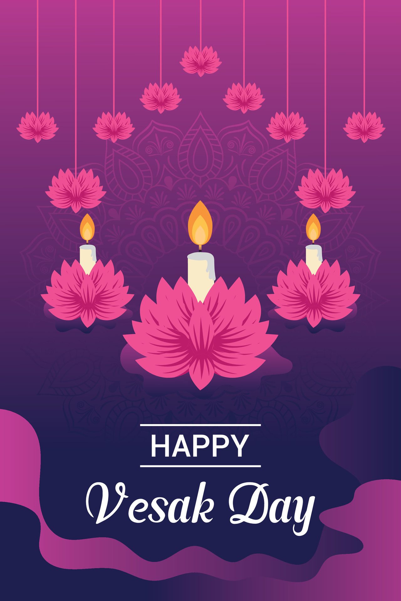 Flat vesak day illustration festival celebration social media post and vesak day Banner Free Vector