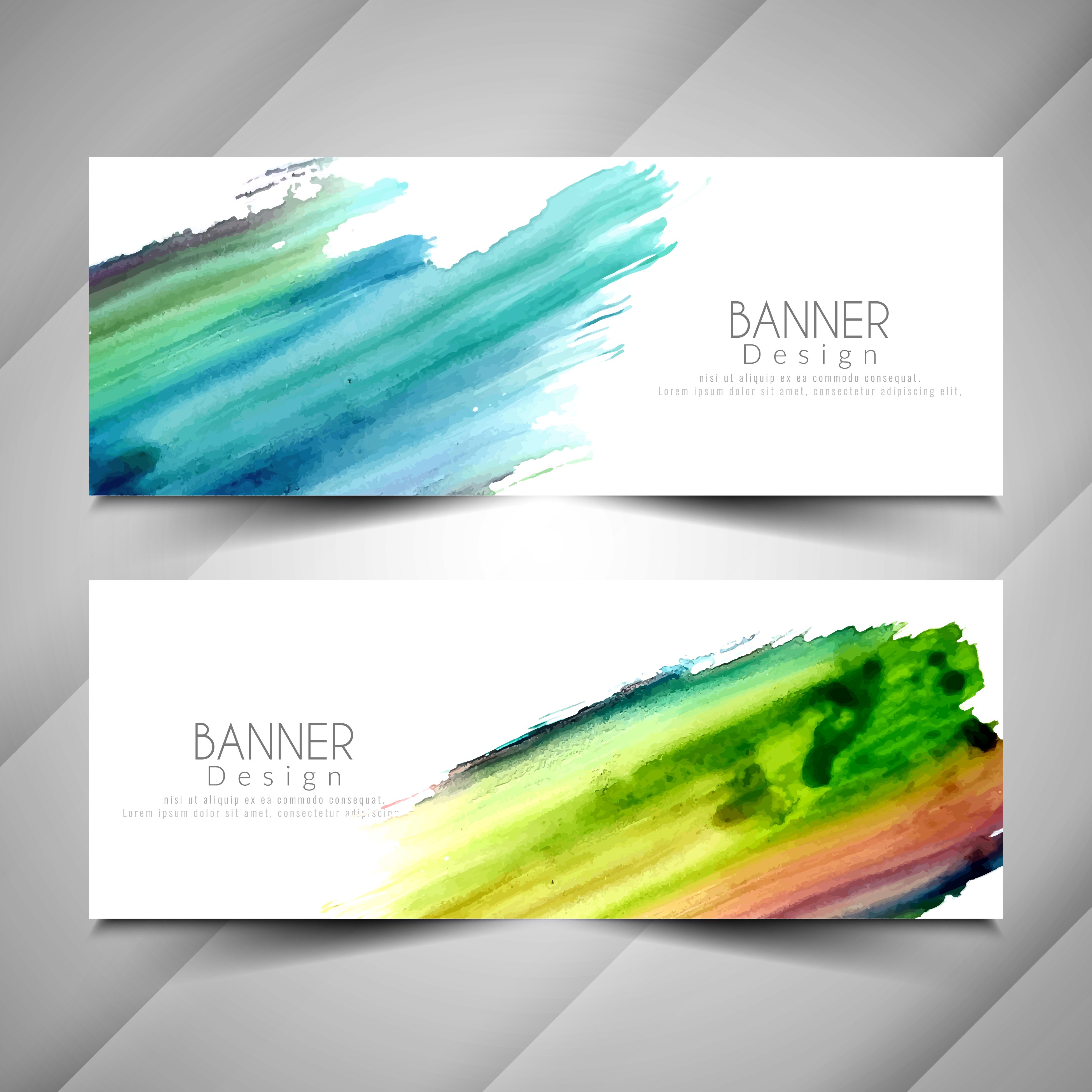 Abstract elegant colorful watercolor banners set Free Vector