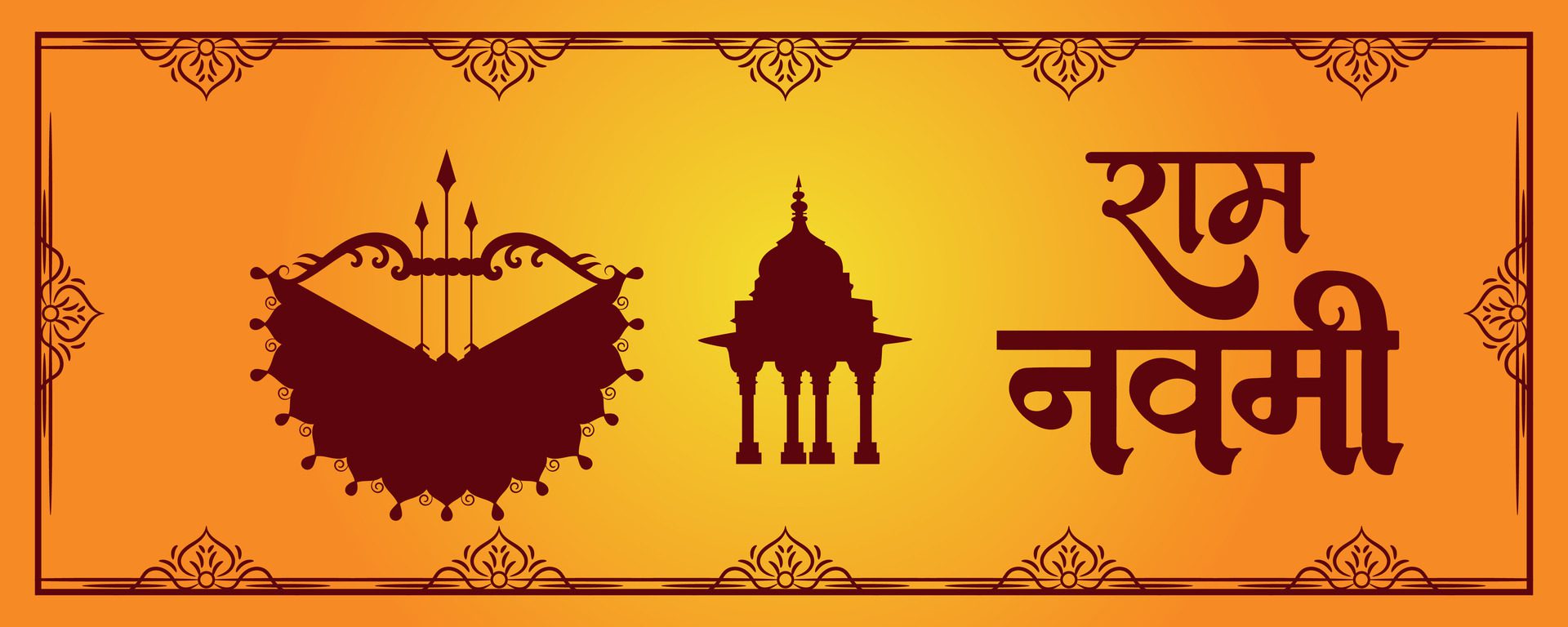 Happy Ram Navami cultural Banner Hindu festival vertical post wishes celebration card Ram Navami celebration background Free Vector