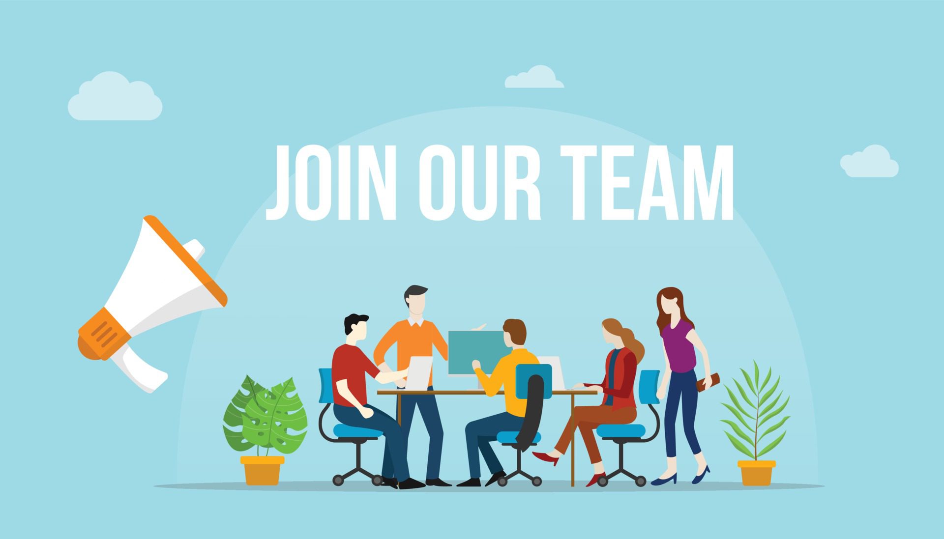 join our team concept with team people working together Free Vector