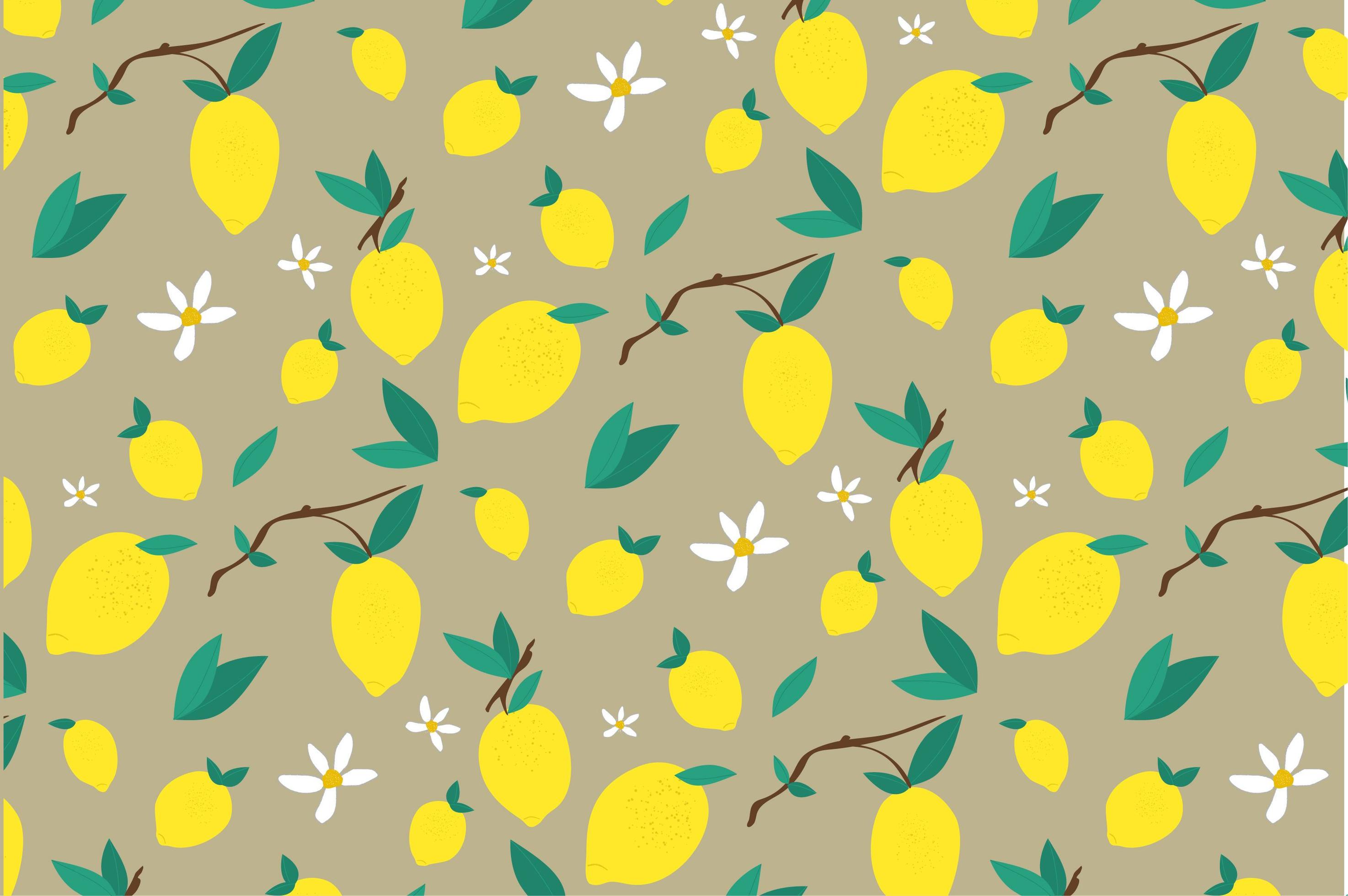 Lemon and Leaf Flower Pattern Stock Free