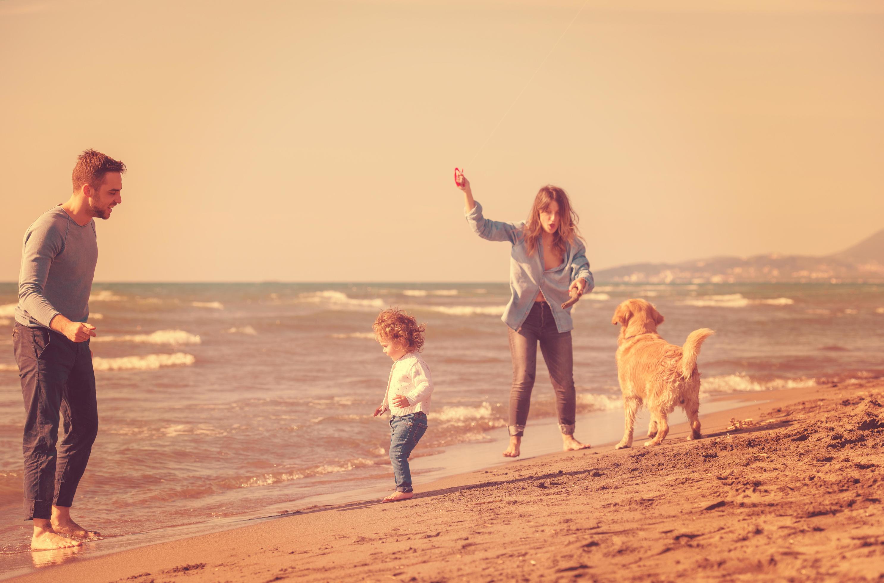 happy young family enjoying vecation during autumn day Stock Free