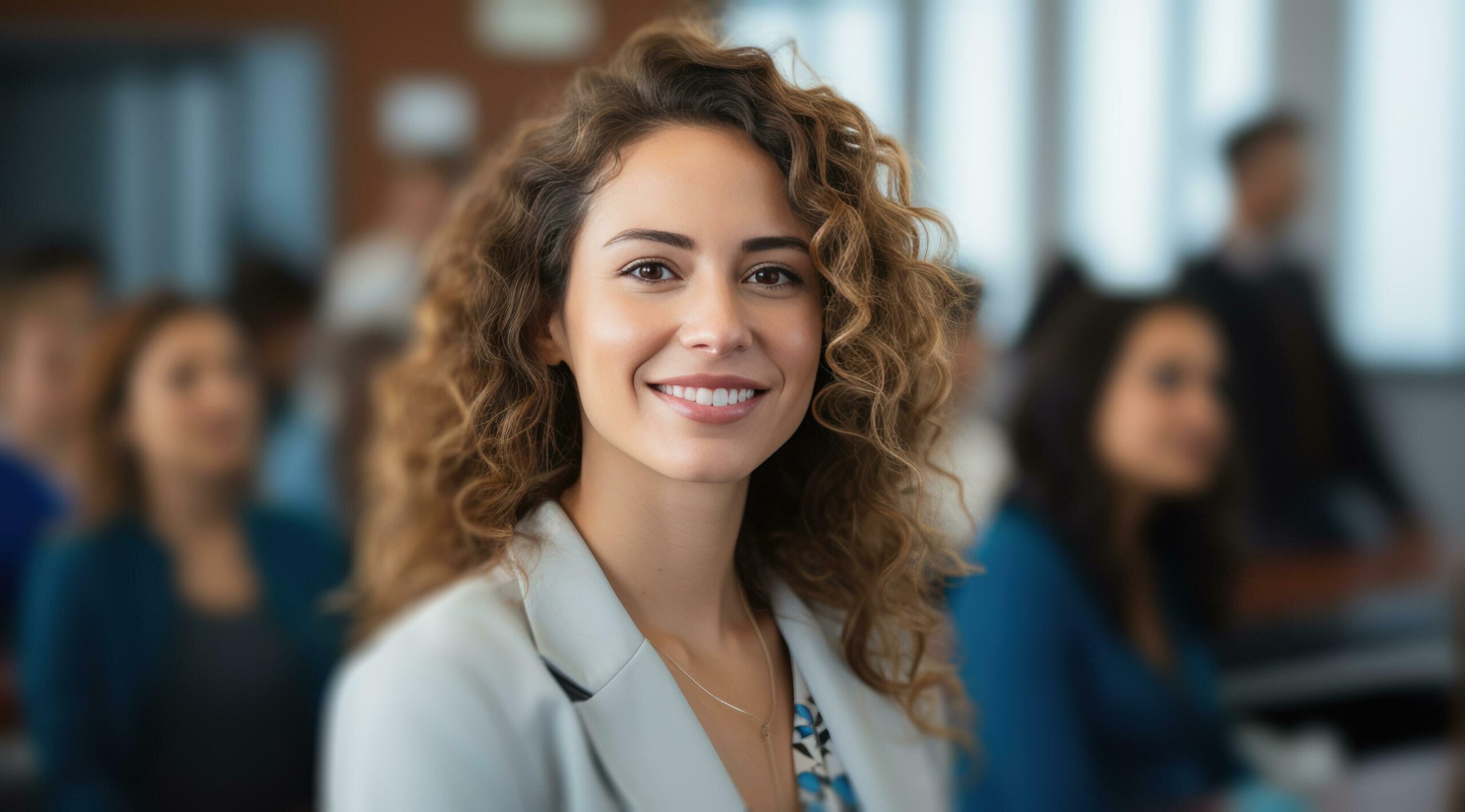 medical school female professor in a classroom smiling and smiling Free Photo