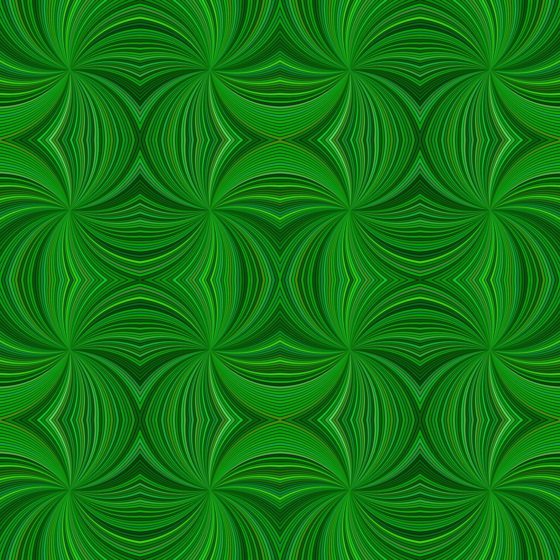 Green hypnotic abstract seamless striped vortex pattern background design – vector graphic with curved rays Free Vector