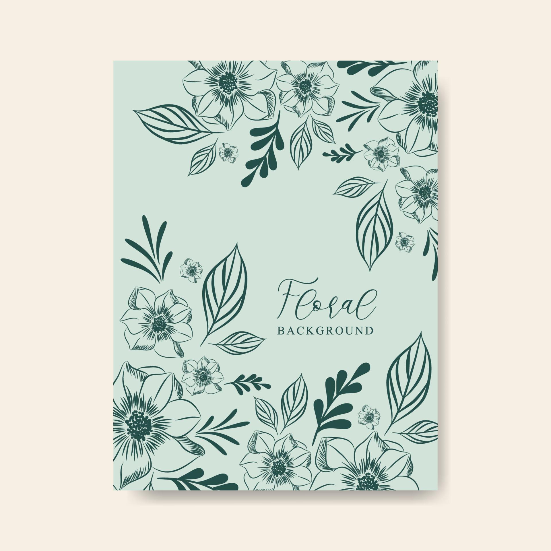 Line art background of flowers with leaves Stock Free