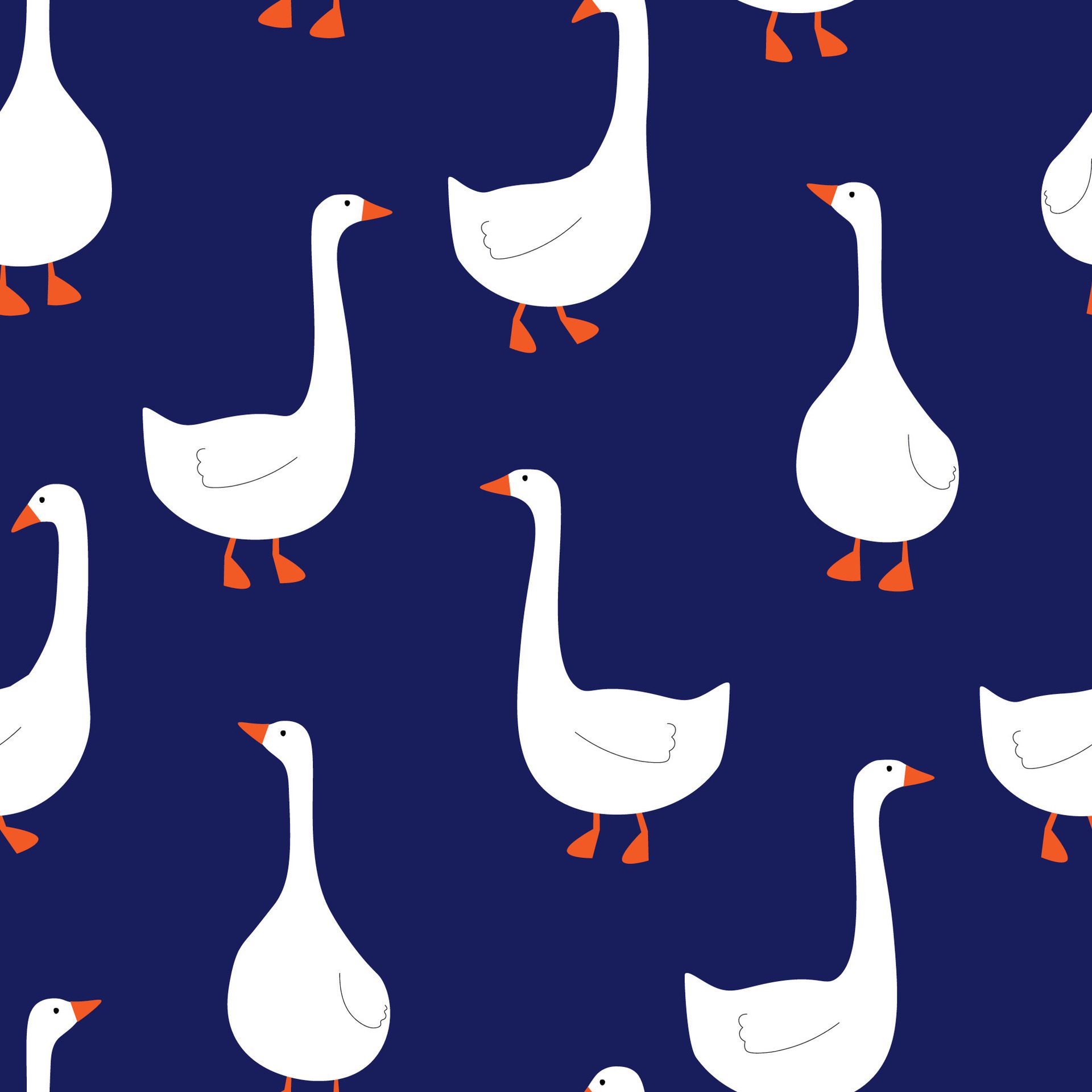 Seamless pattern with white geese. Abstract simple print with domestic waterfowl. Free Vector