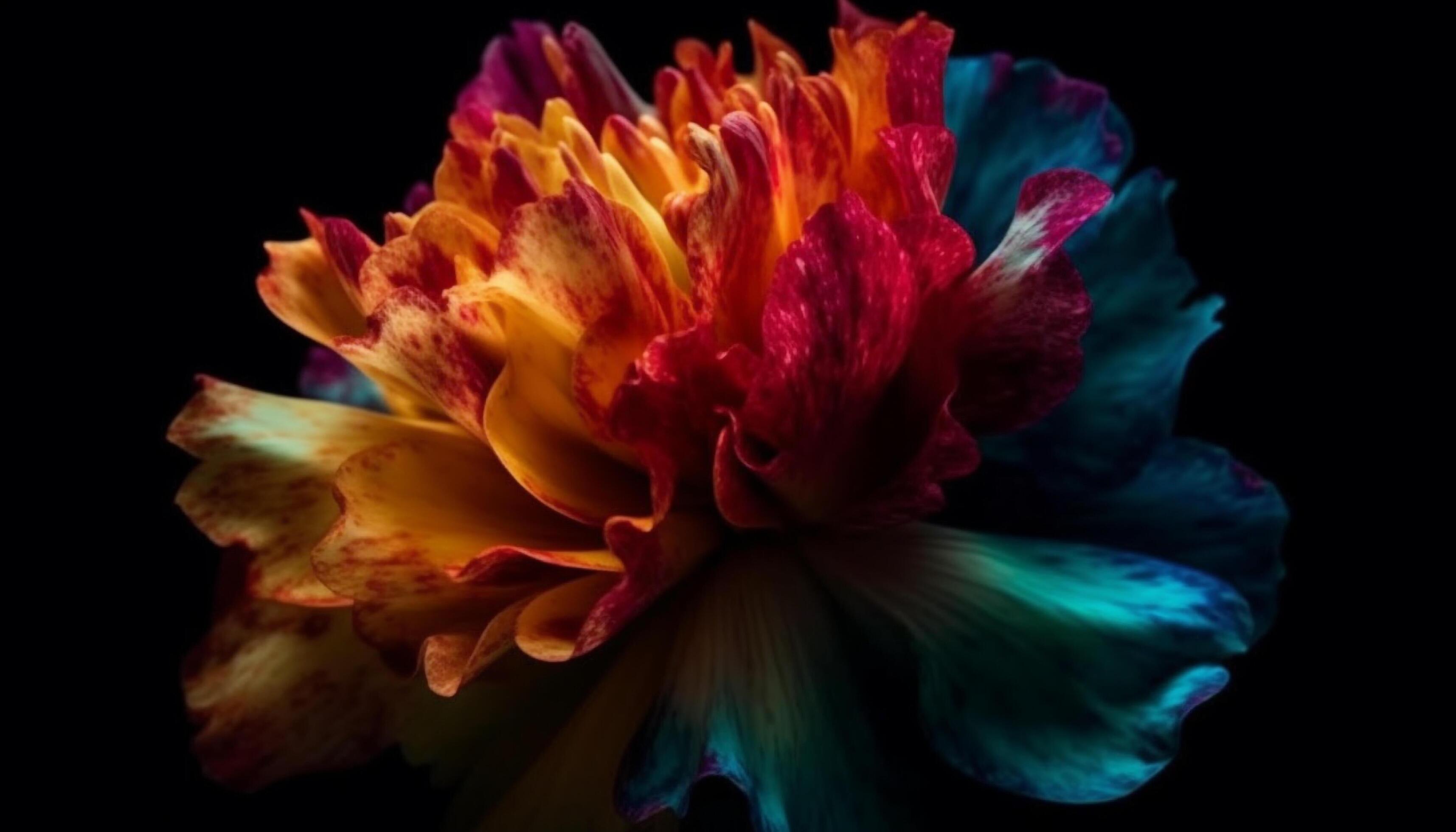 Vibrant colors of a single flower in macro close up generated by AI Stock Free