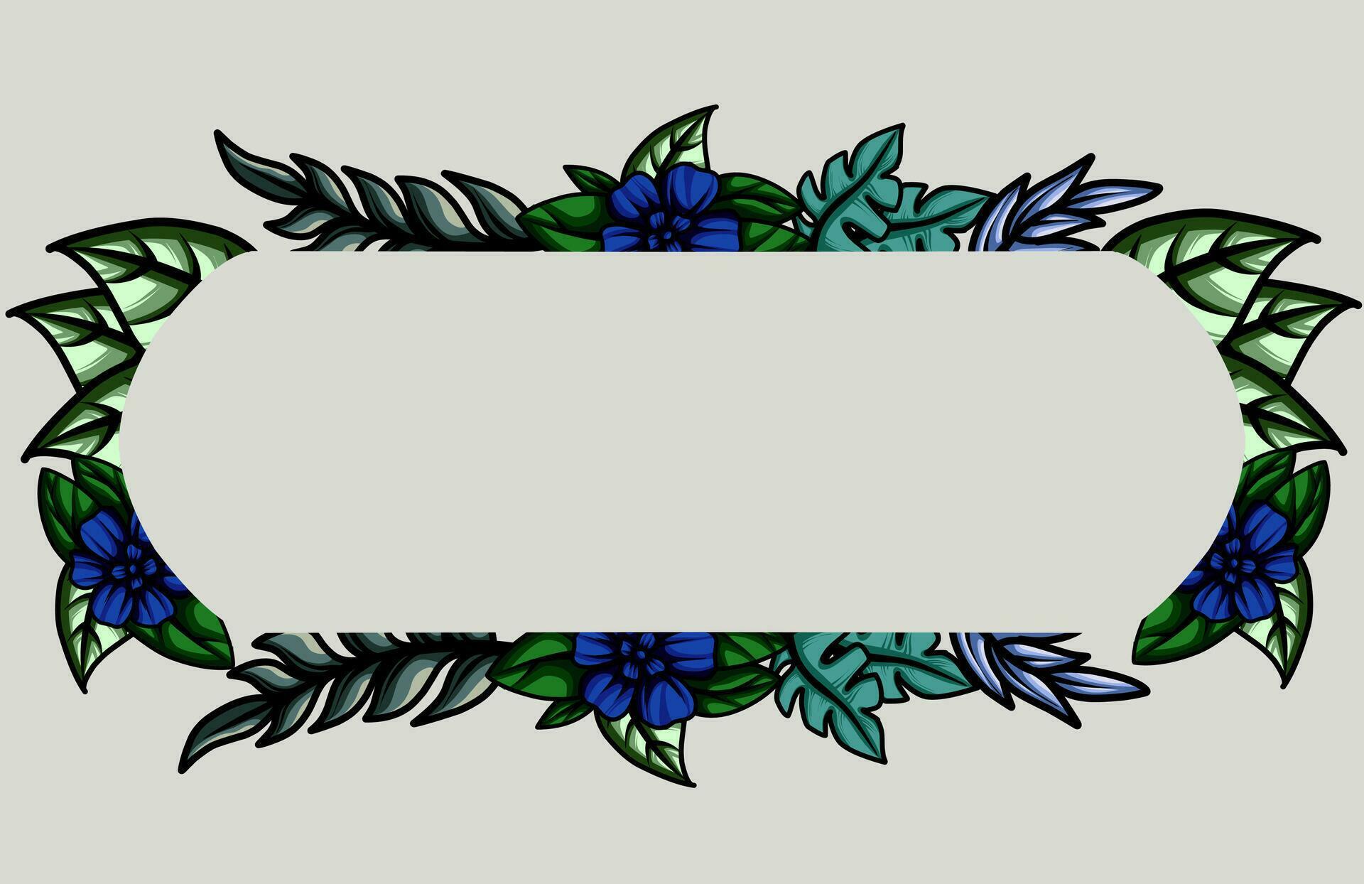 frame the border with an arrangement of leaves and flowers. Vector design Stock Free