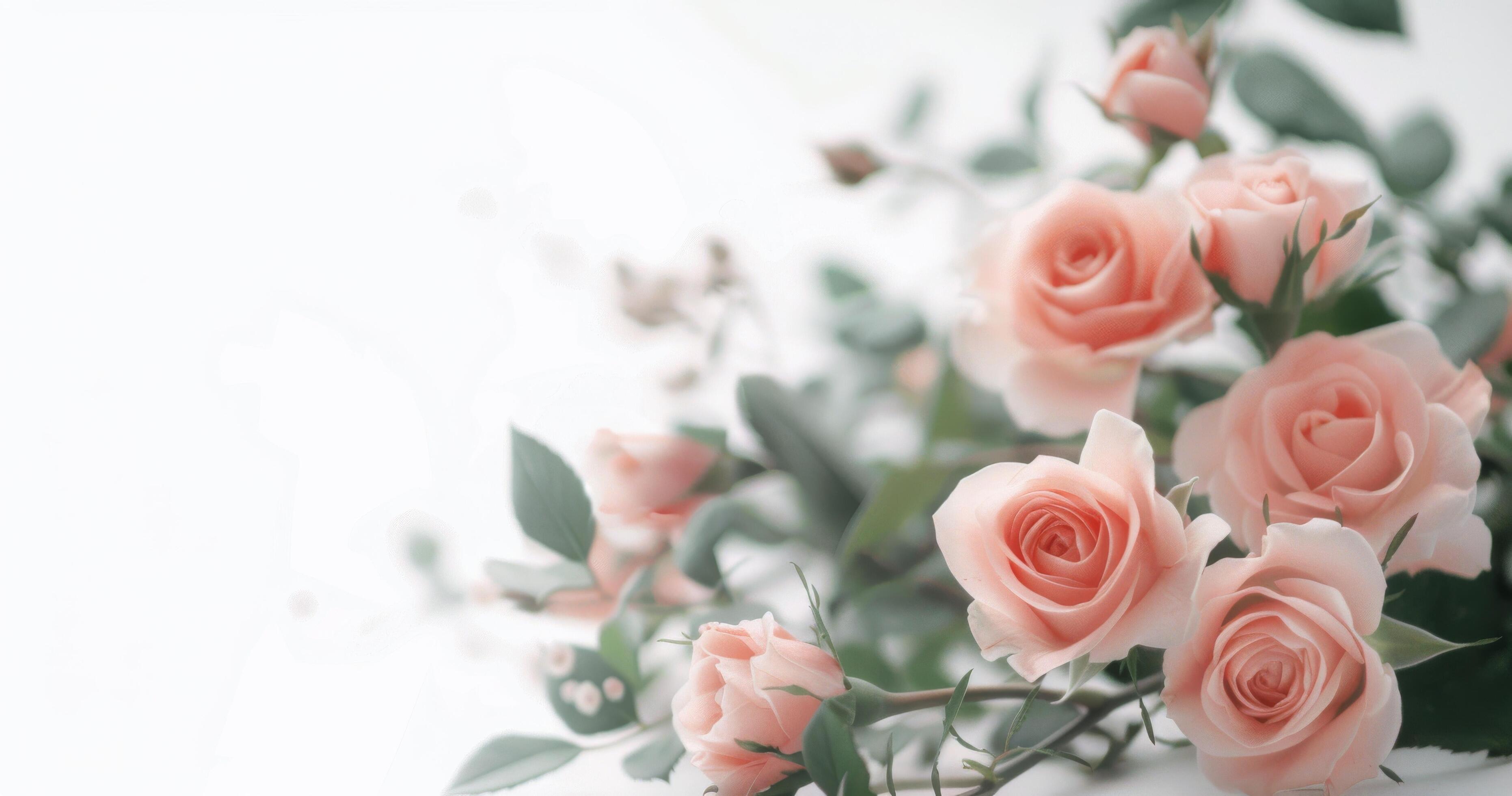 Pink Roses on White Background Stock Free