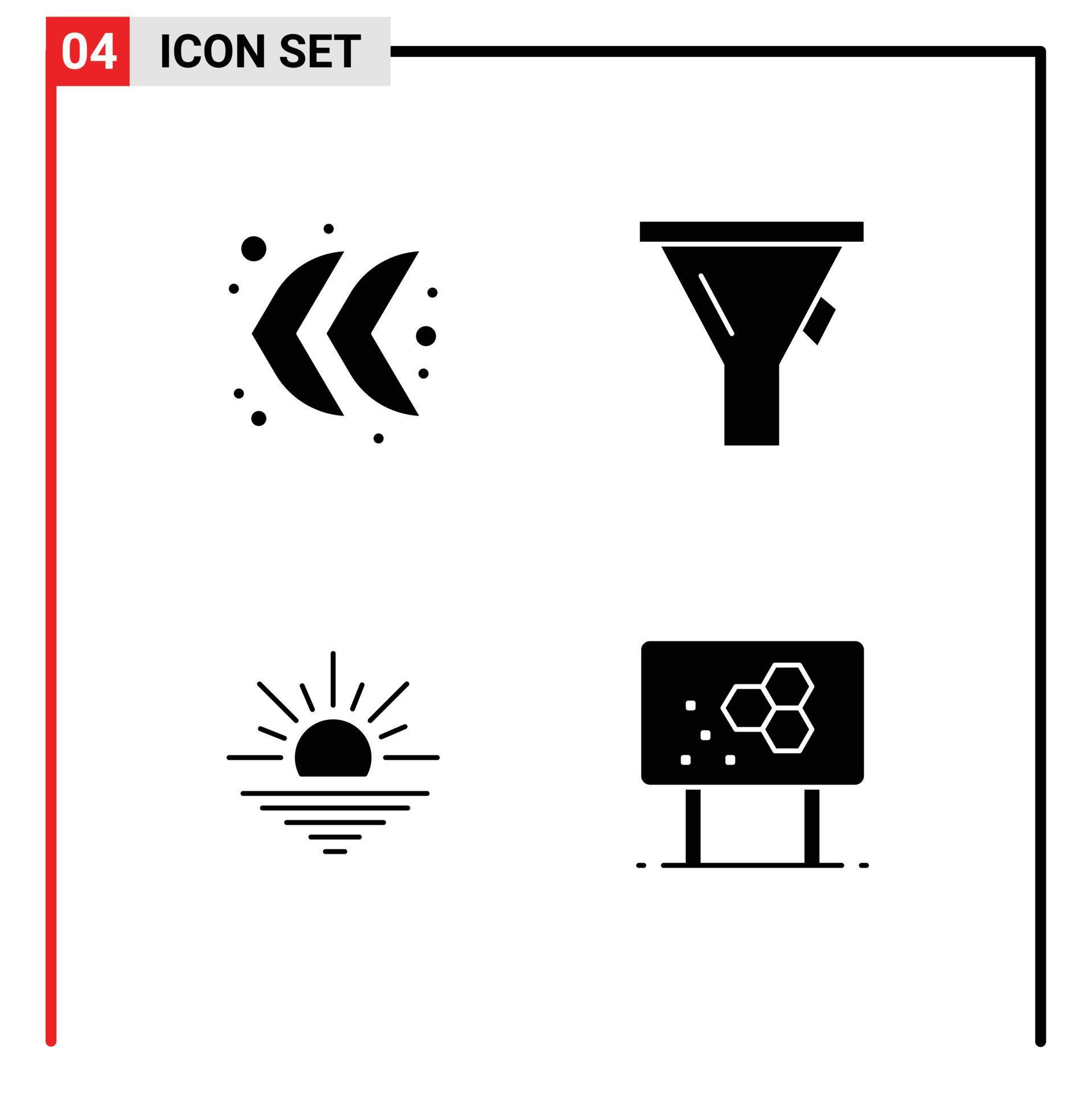 Pictogram Set of 4 Simple Solid Glyphs of arrow open liter sun biology Editable Vector Design Elements Stock Free