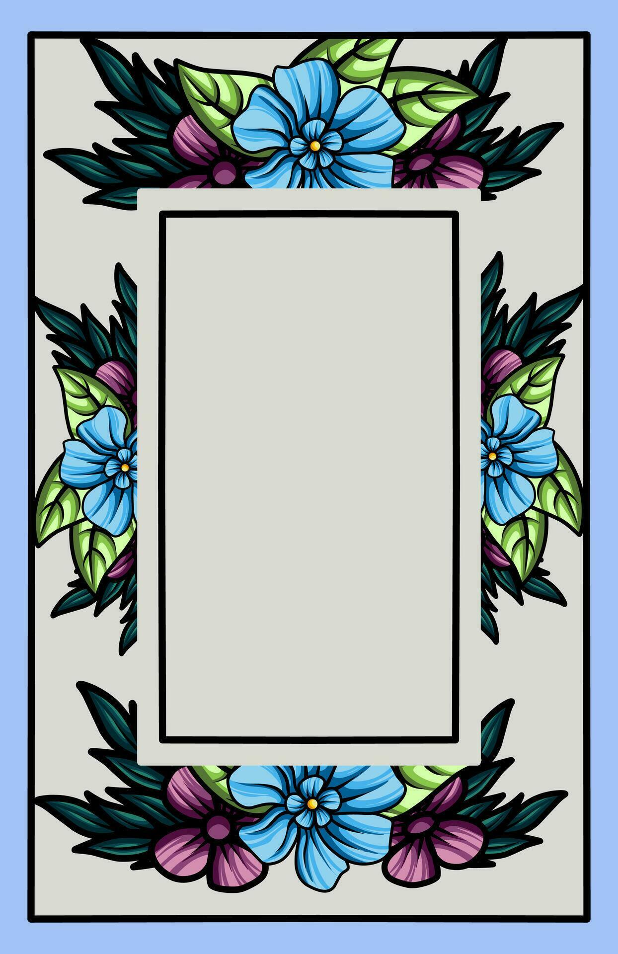 frame the border with an arrangement of leaves and flowers. Vector design Stock Free