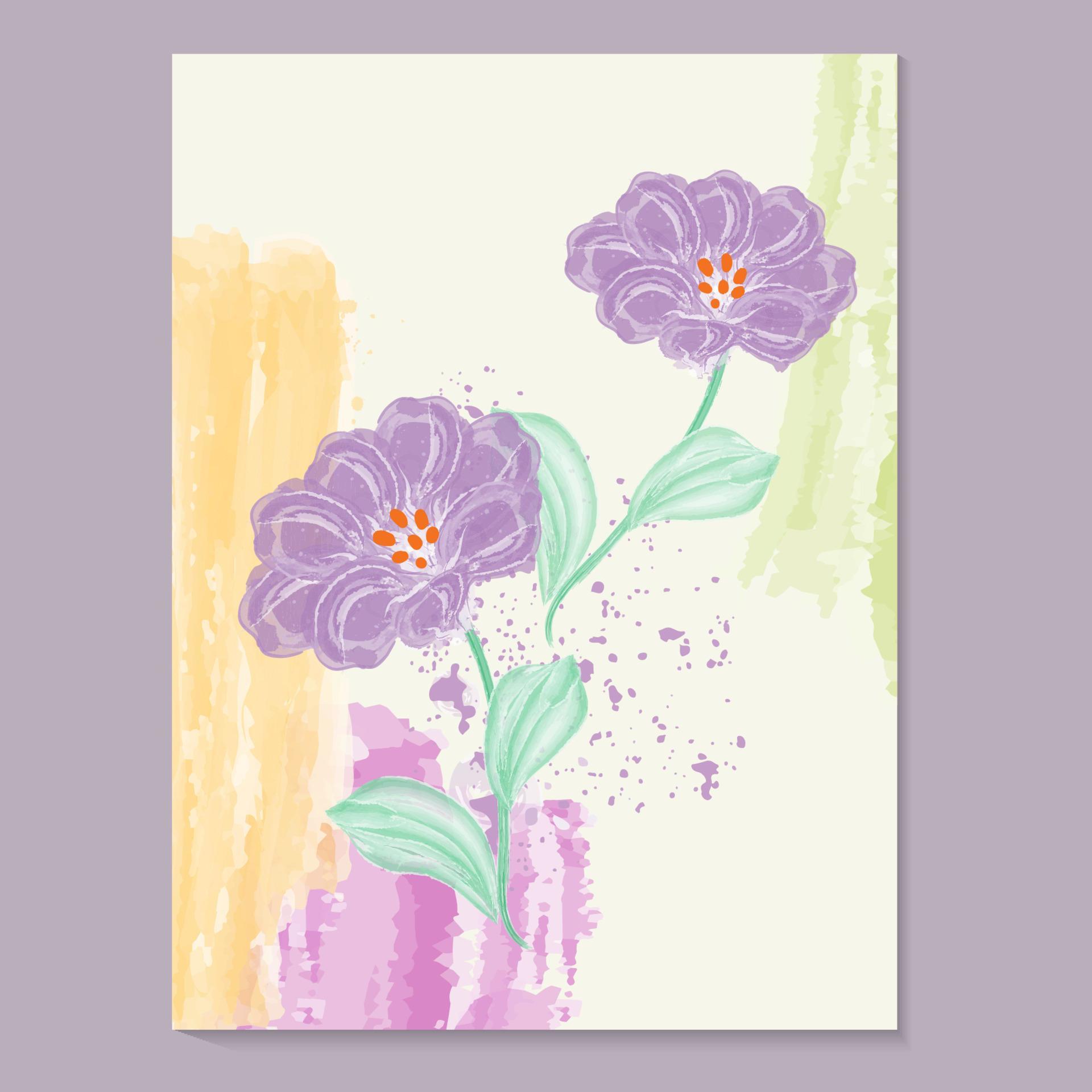 flowers on isolated background. Water Color floral illustrations for greeting cards or invitations. Botanical drawing of Flower with leaves Stock Free