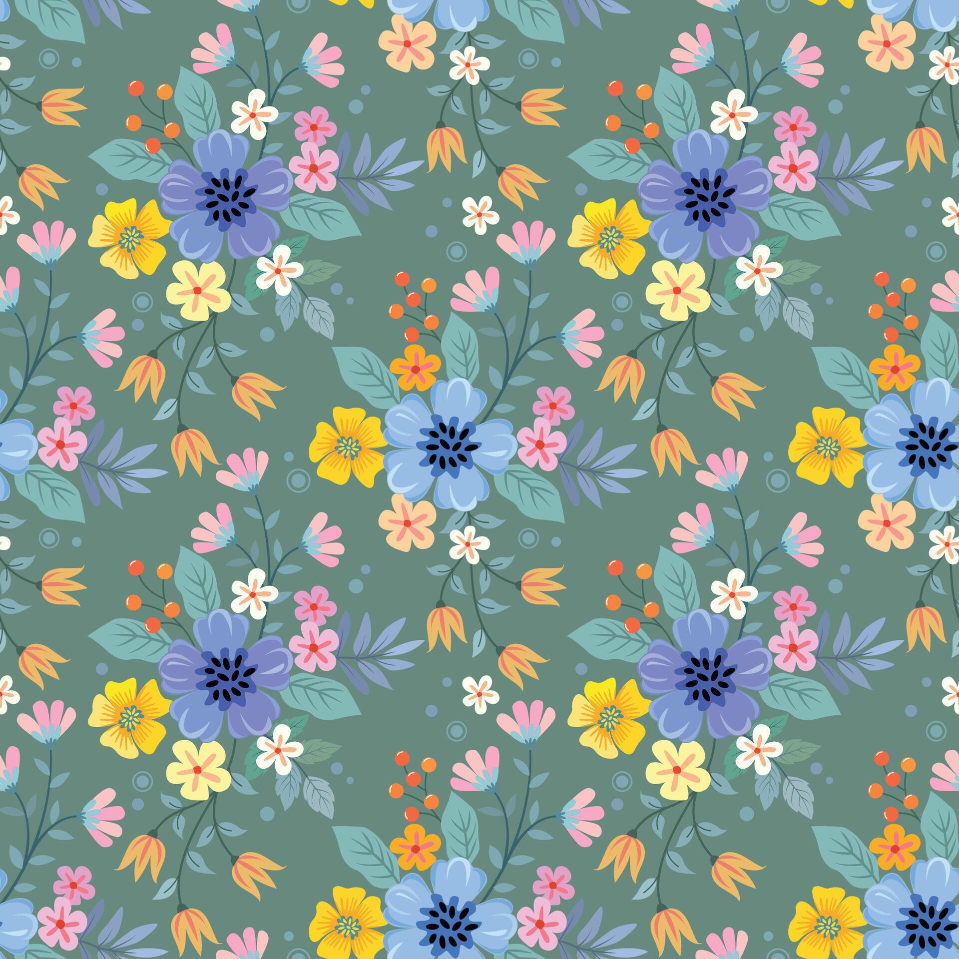 Beautiful flowers design seamless pattern. Can be used for fabric textile wallpaper. Stock Free