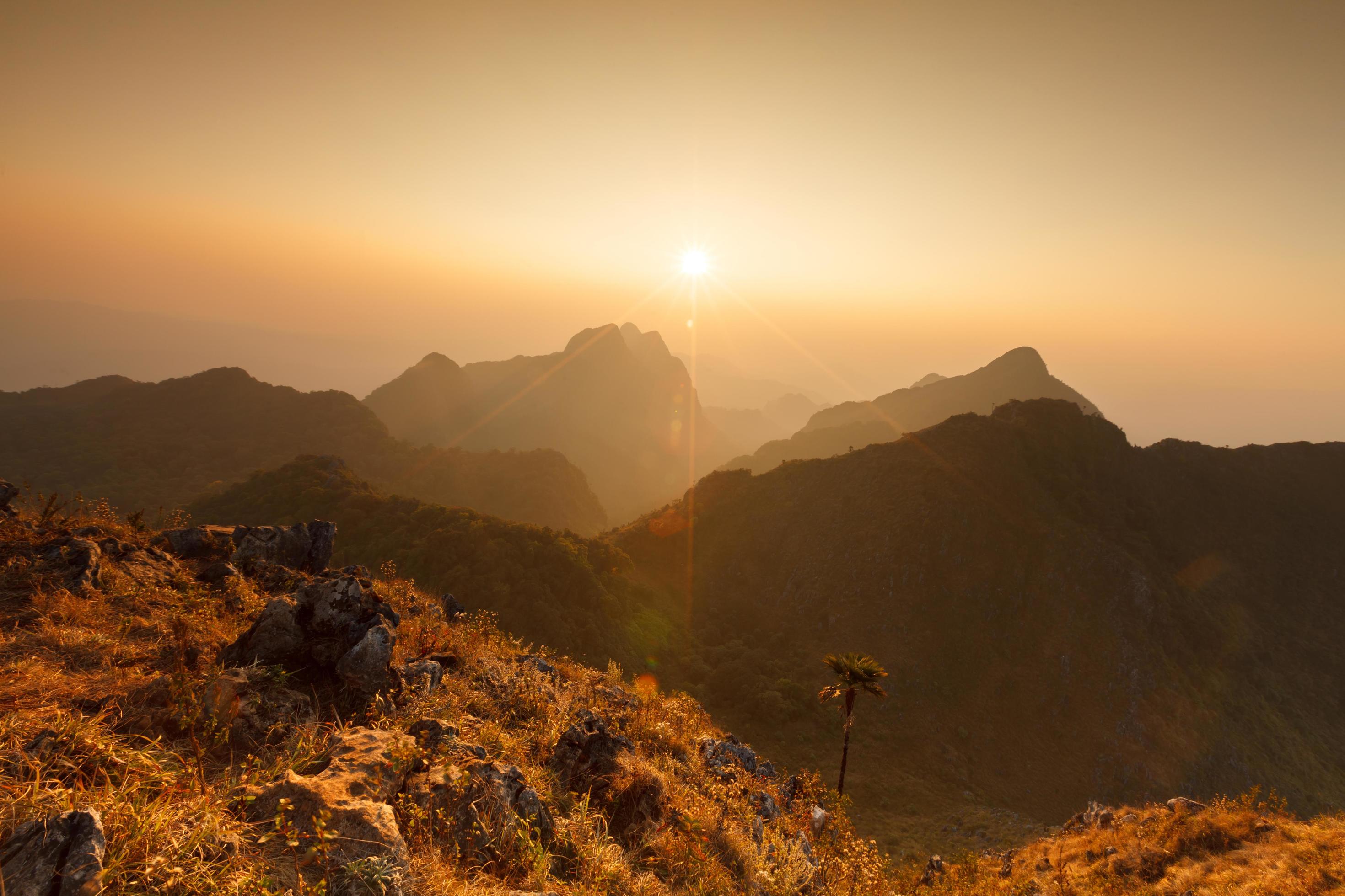 Landscape sunset at Doi Luang Chiang Dao, High mountain in Chiang Mai Province, Thailand Stock Free