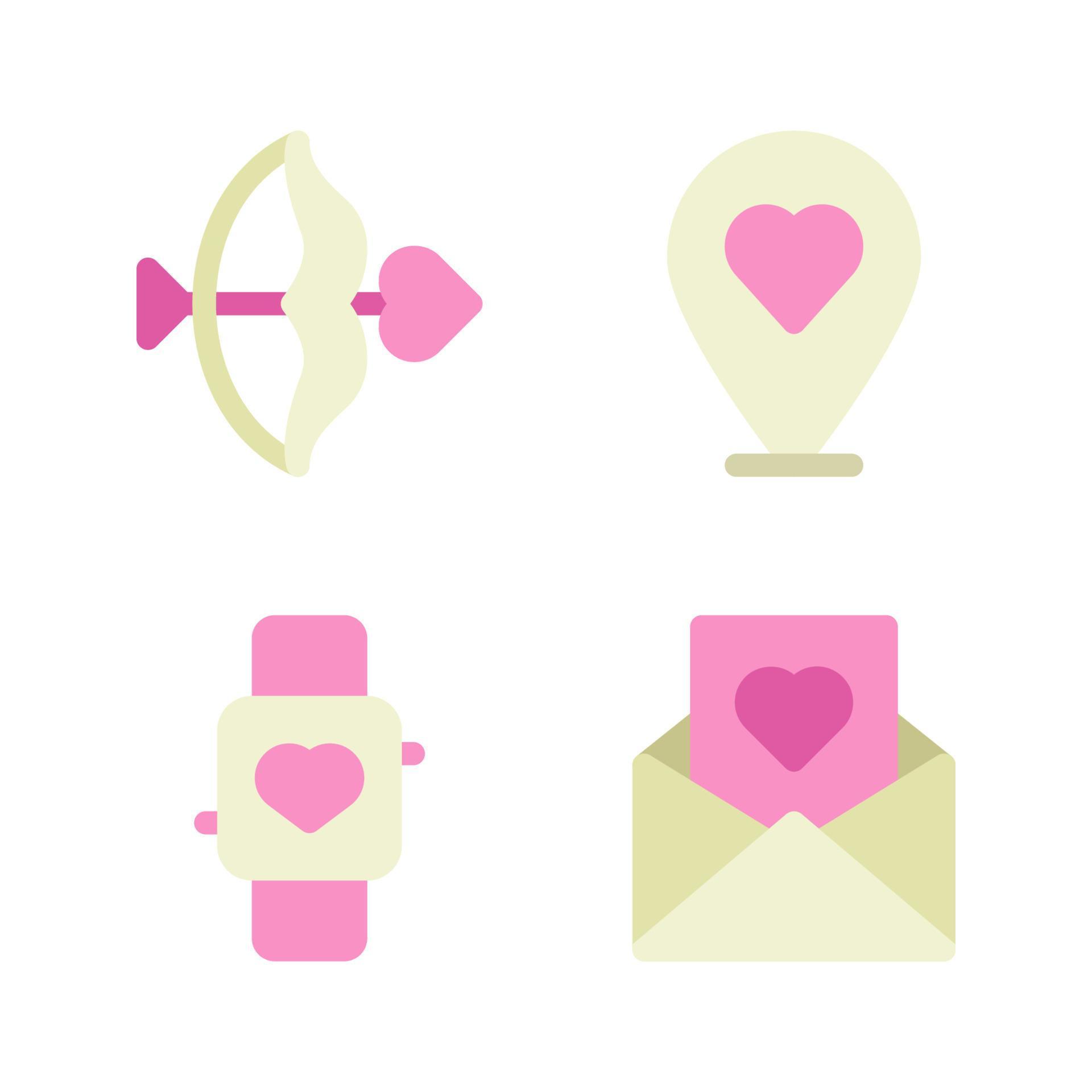 Romance icons set. arrow, pin, smartwatch, letter. Perfect for website mobile app, app icons, presentation, illustration and any other projects Stock Free