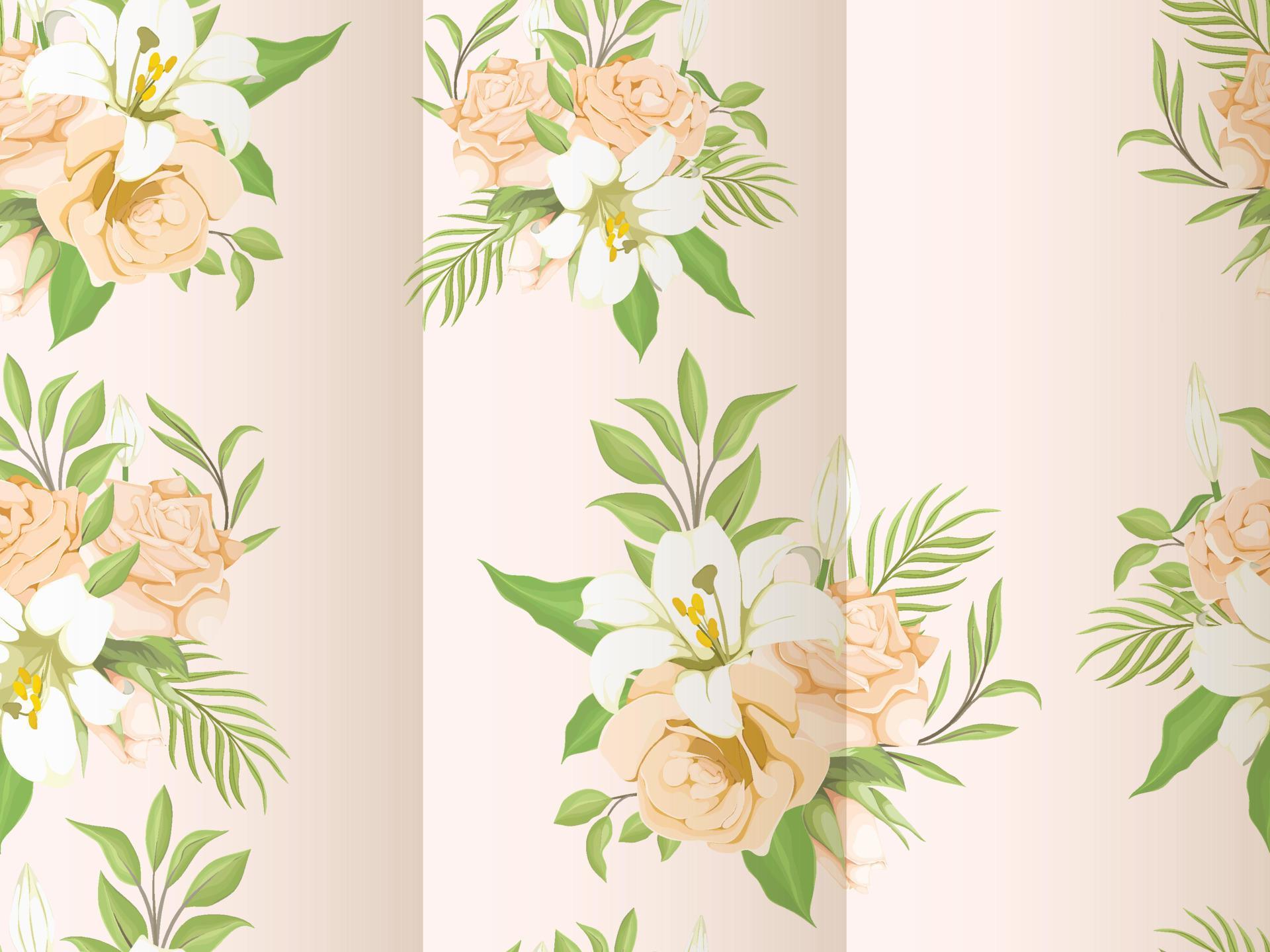 Beautifull Seamless Pattern Design with Lily Flowers Vector Stock Free