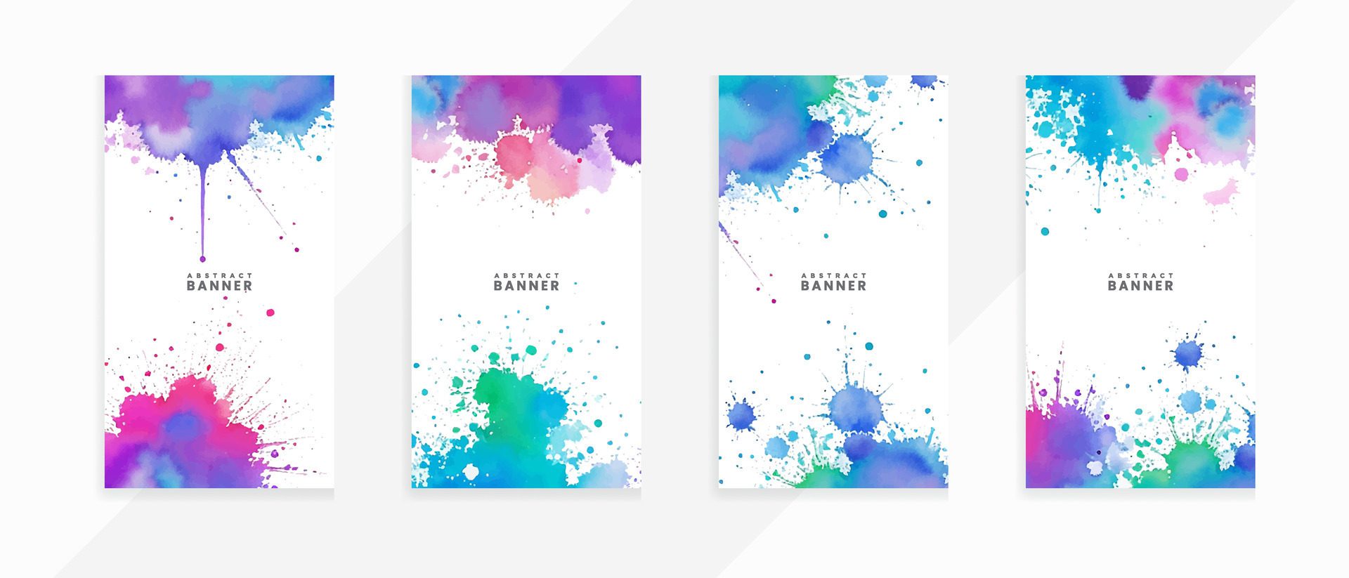 Colorful splashes and stains Watercolor stain of pink with isolated scarlet spot background banners set Free Vector