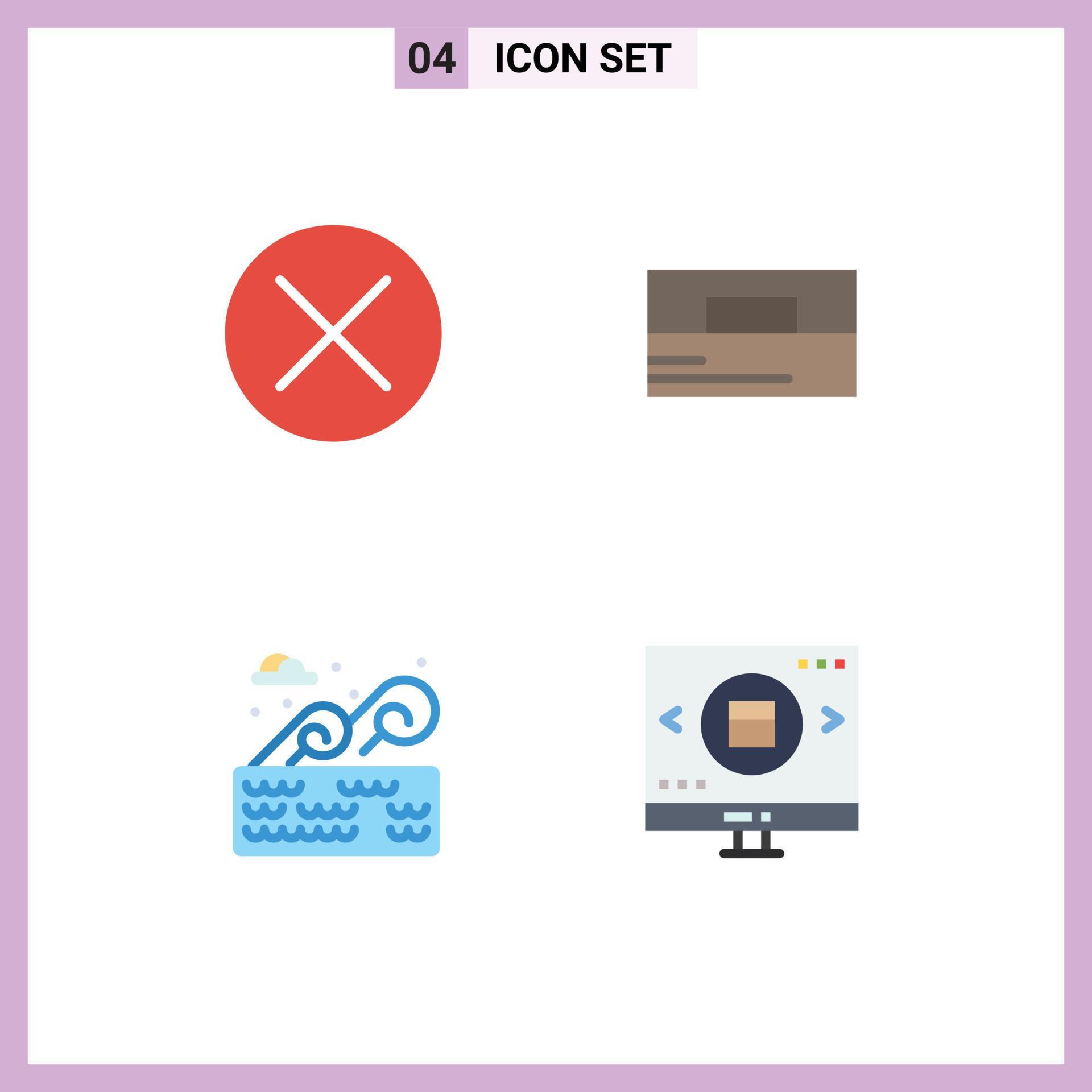 Set of 4 Vector Flat Icons on Grid for arrows water navigation fashion place Editable Vector Design Elements Stock Free