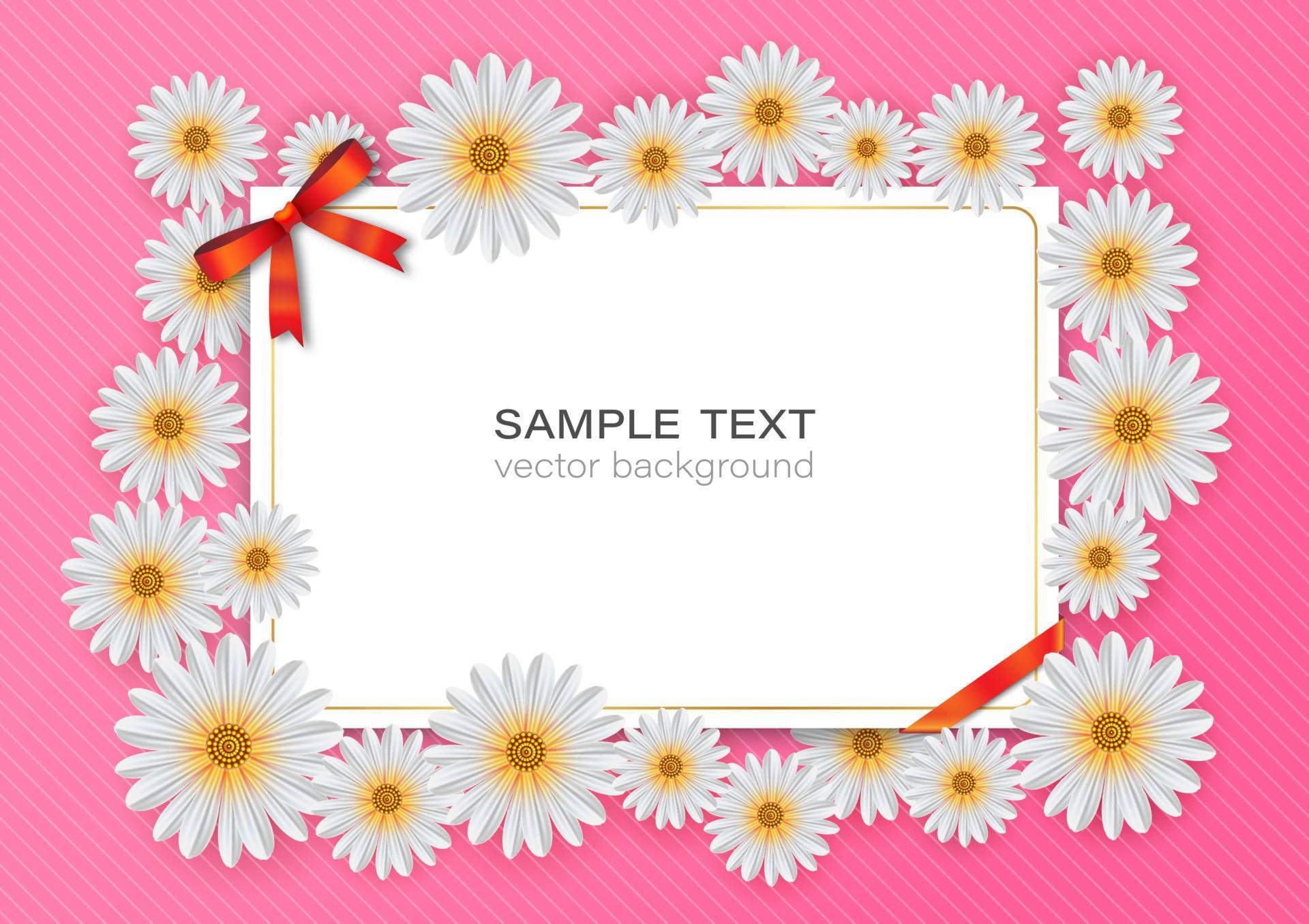 Card background with beautiful flower red ribbons Stock Free