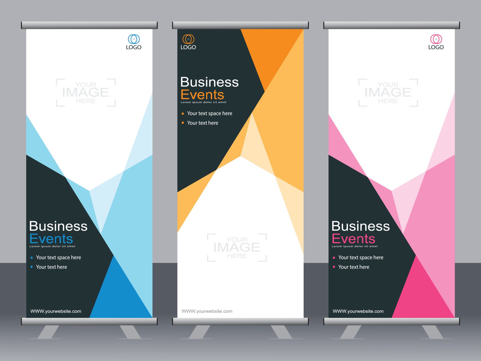 Business banner roll up set standee banner template. Free Vector