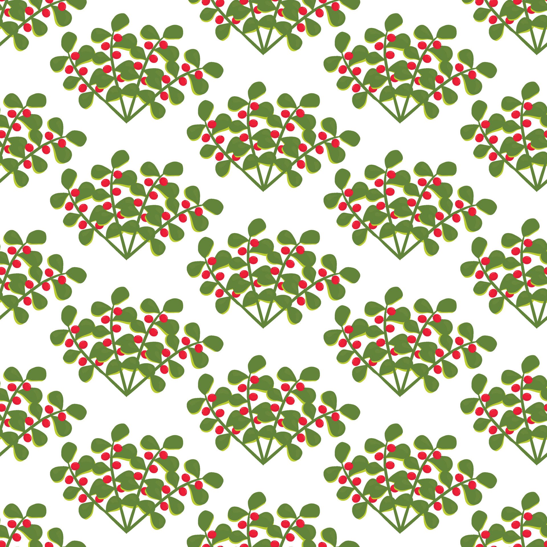 A simple twig with leaves and red berries. Seamless pattern. illustration. Free Vector