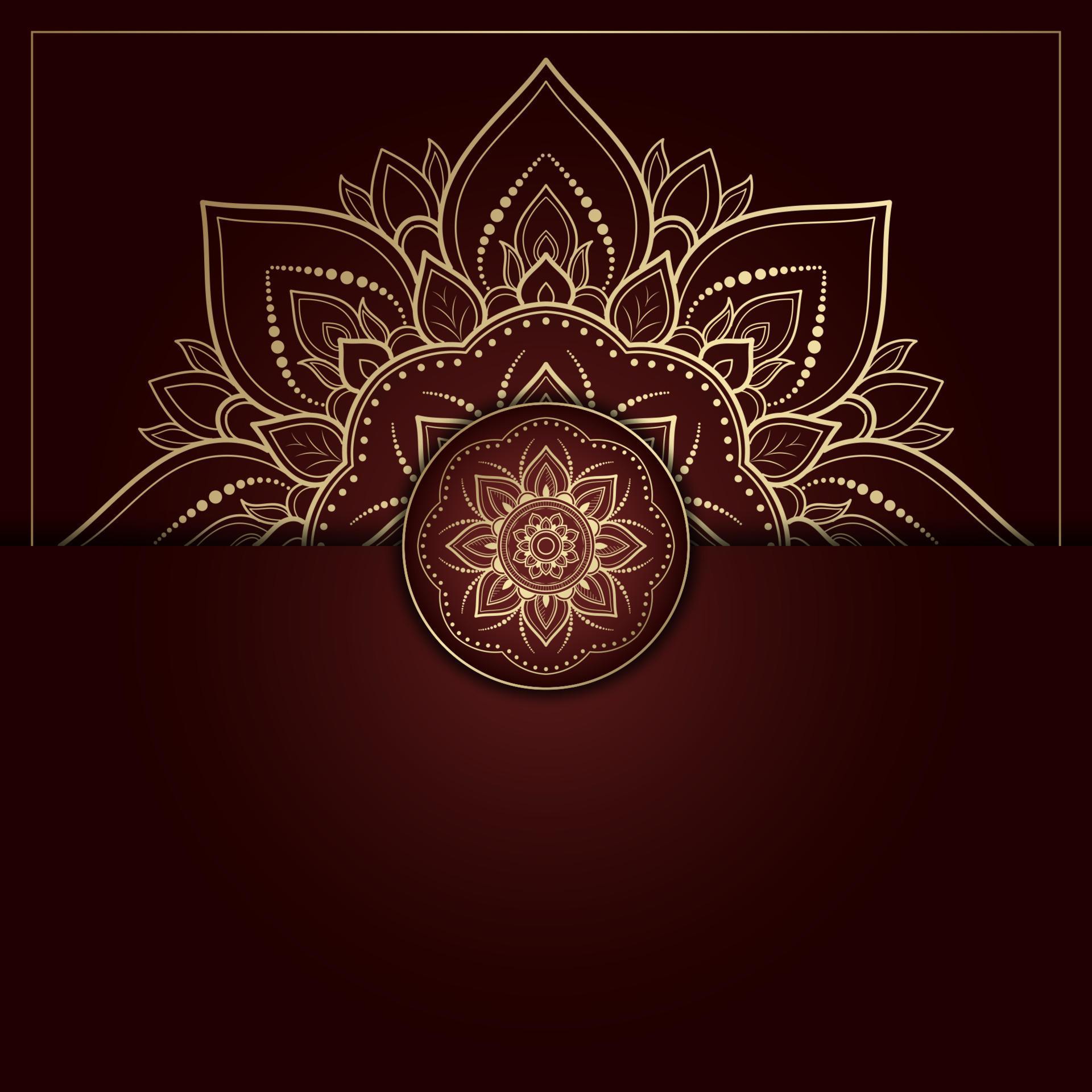mandala design with gold and red vintage color, flower mandala background Stock Free
