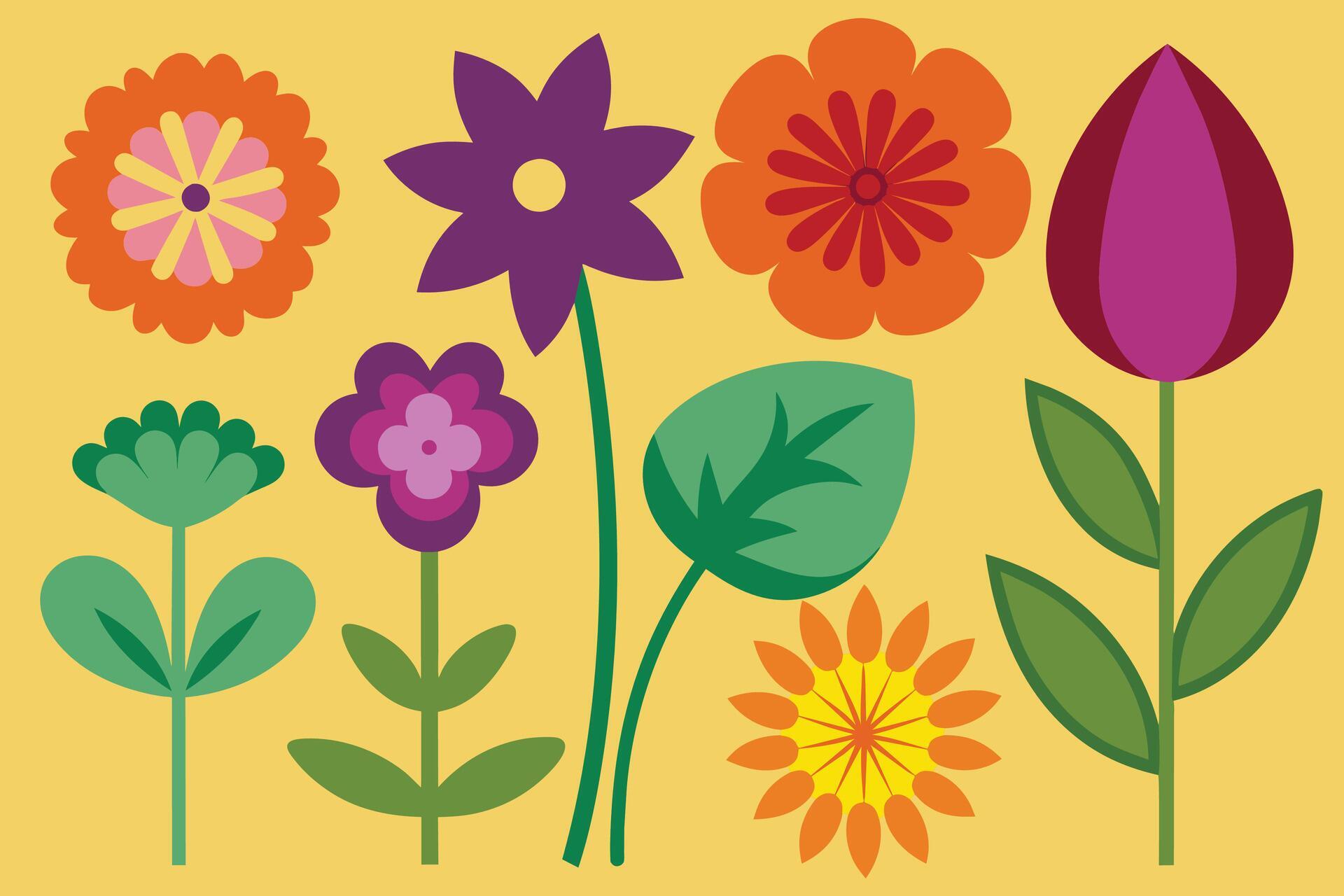 Assorted Flower Shape Vector Stock Free