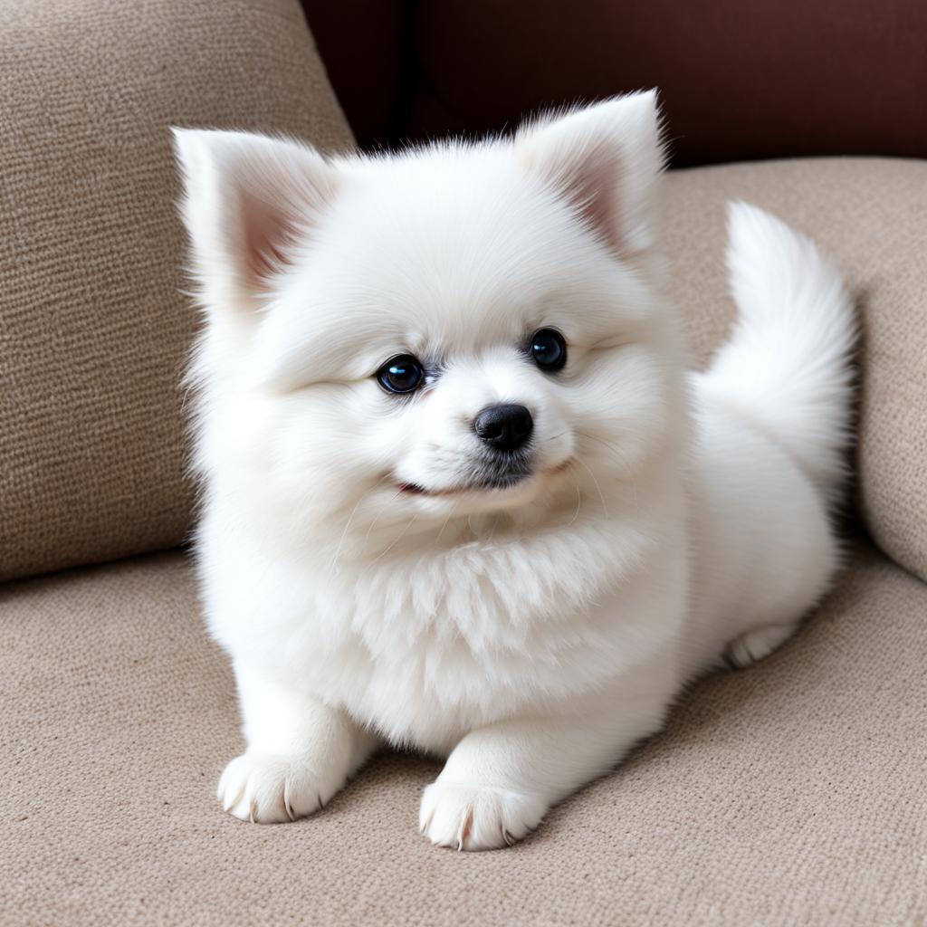 A CUTE WHITE POMERANIAN by @ai_generated