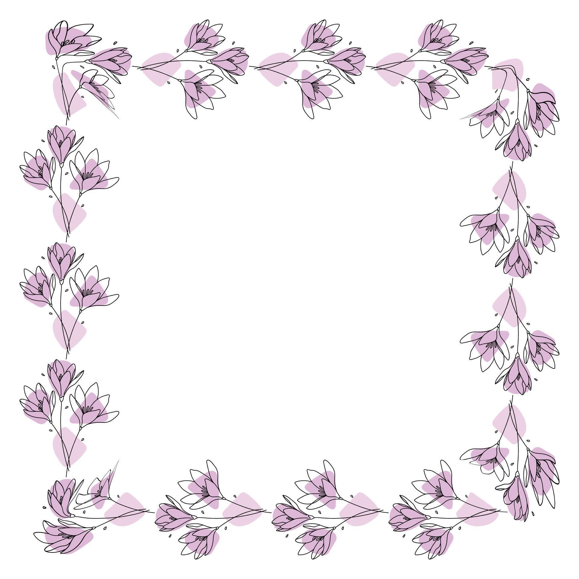 Hand drawn flowers wreath frame on white background Stock Free