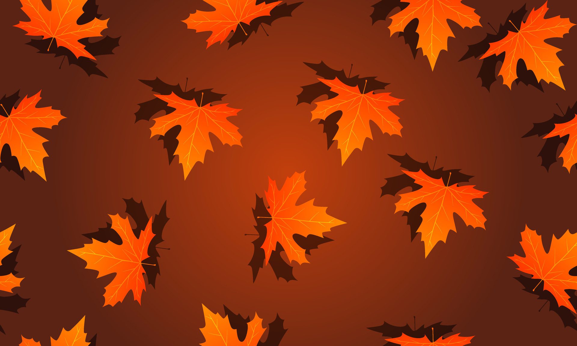 seamless pattern with red leaves with shadow. color background. Free Vector