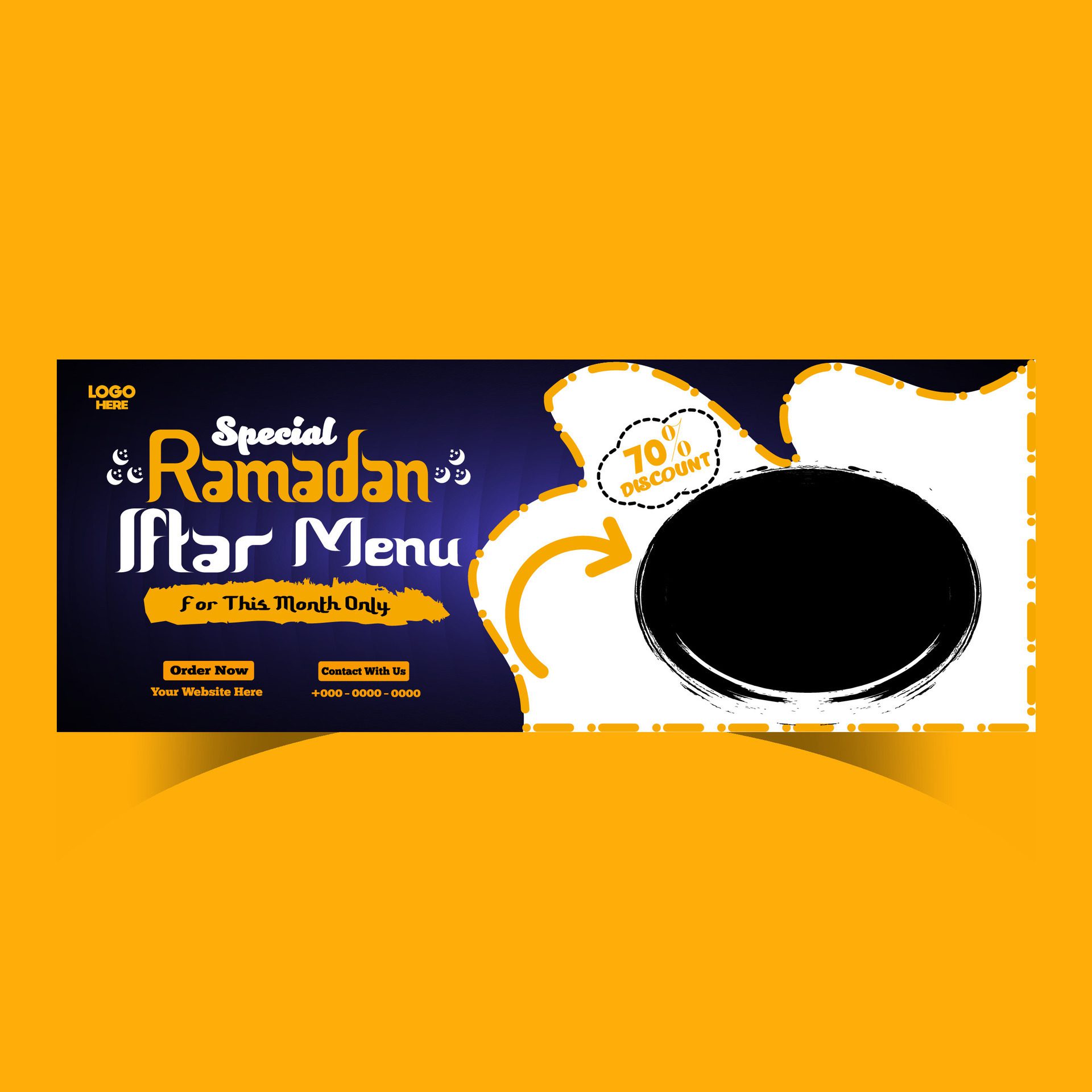 Ramadan food menu post design and social media banner template Free Vector