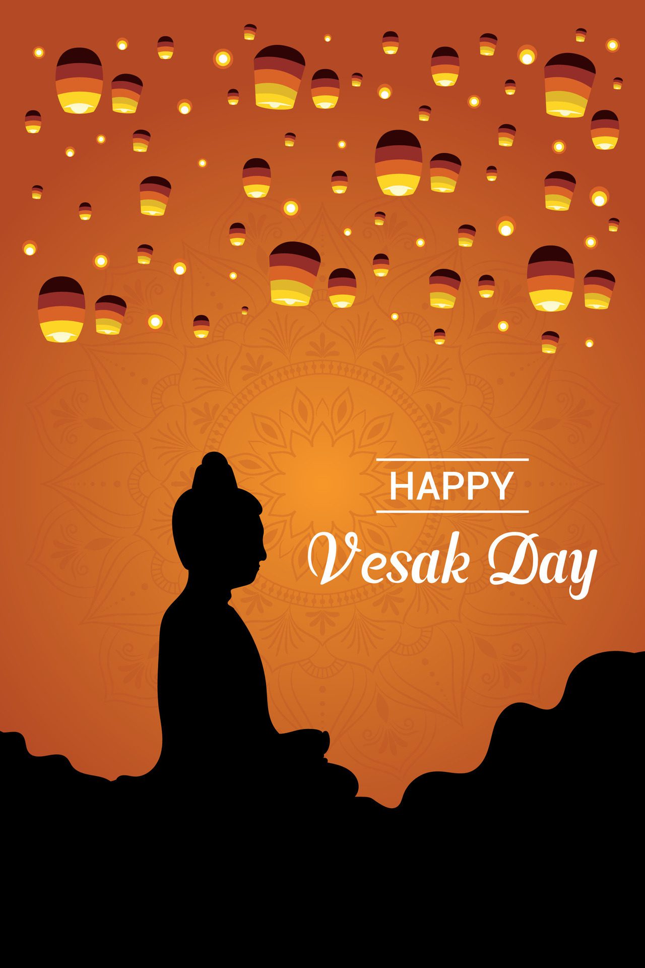 Flat vesak day illustration festival celebration and vesak day Banner Free Vector