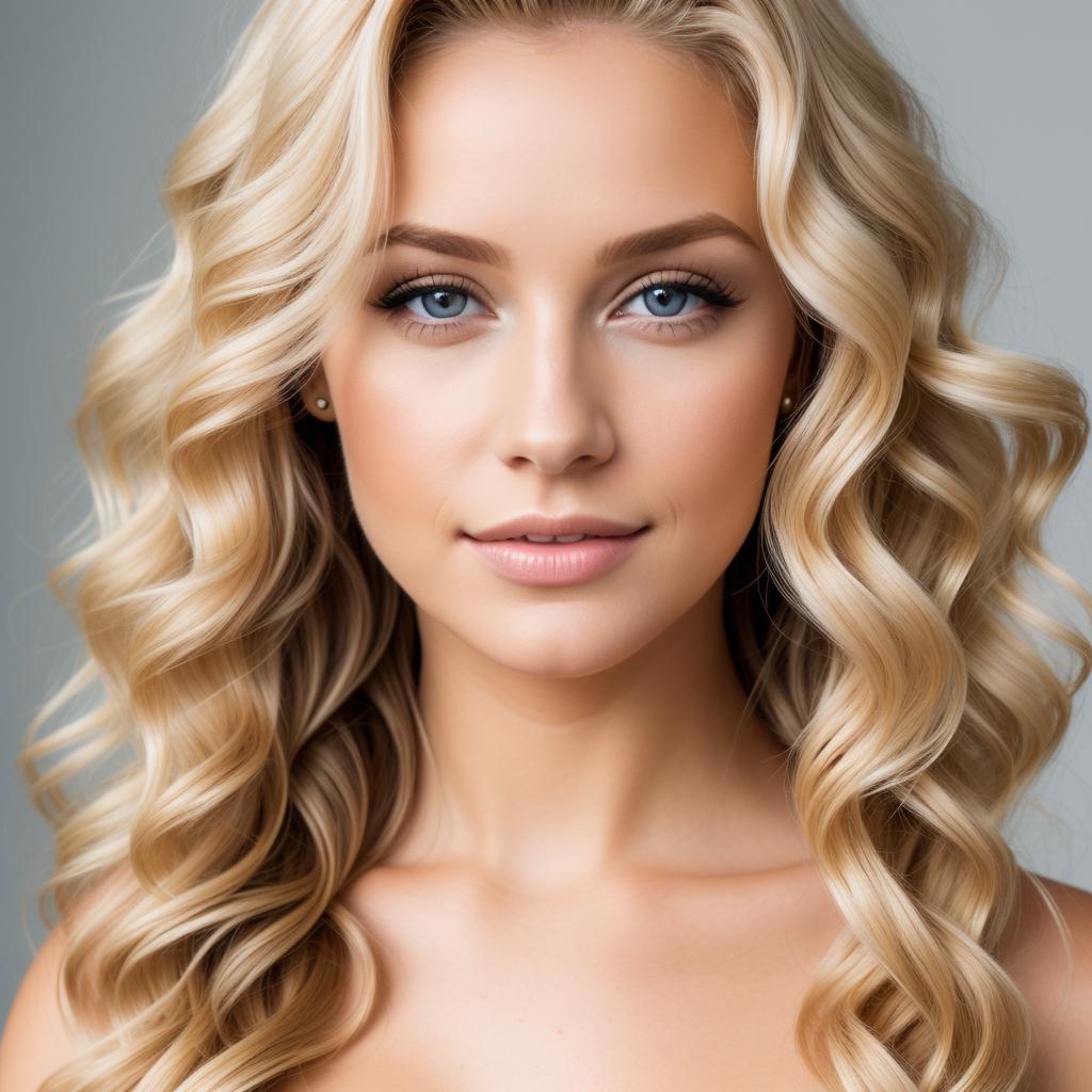 Woman, blonde hair, curls, by @ai_generated