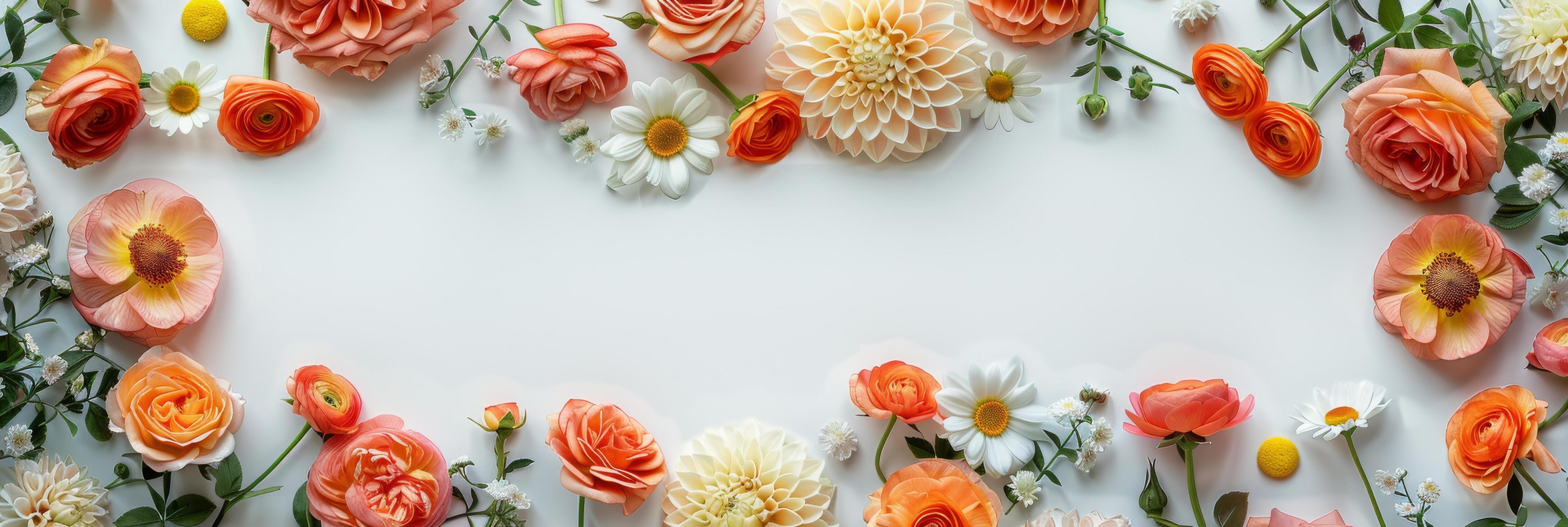 Orange and White Flowers Arranged on White Background Stock Free