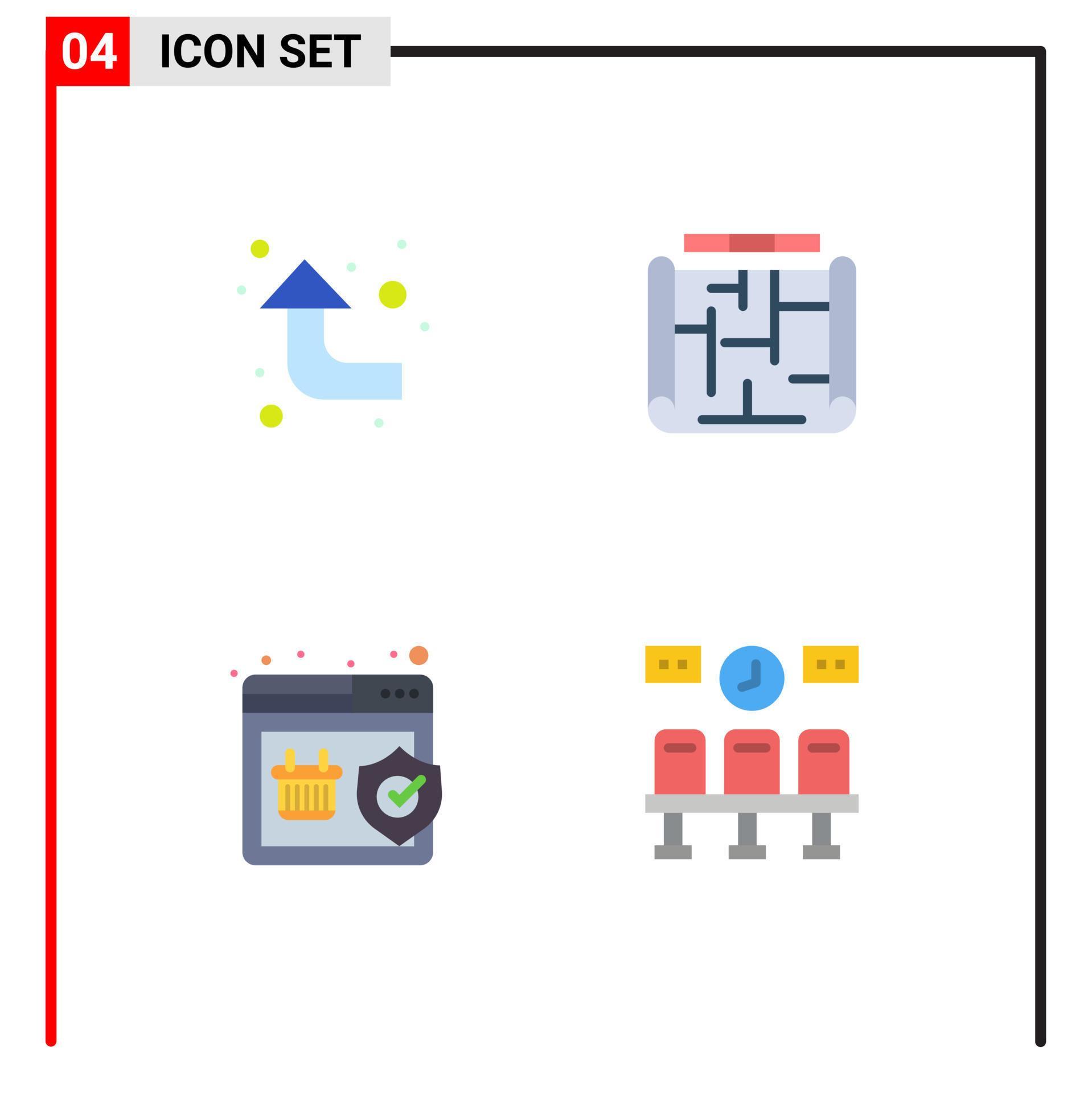 Pack of 4 creative Flat Icons of arrows warranty architecture estate seats Editable Vector Design Elements Stock Free